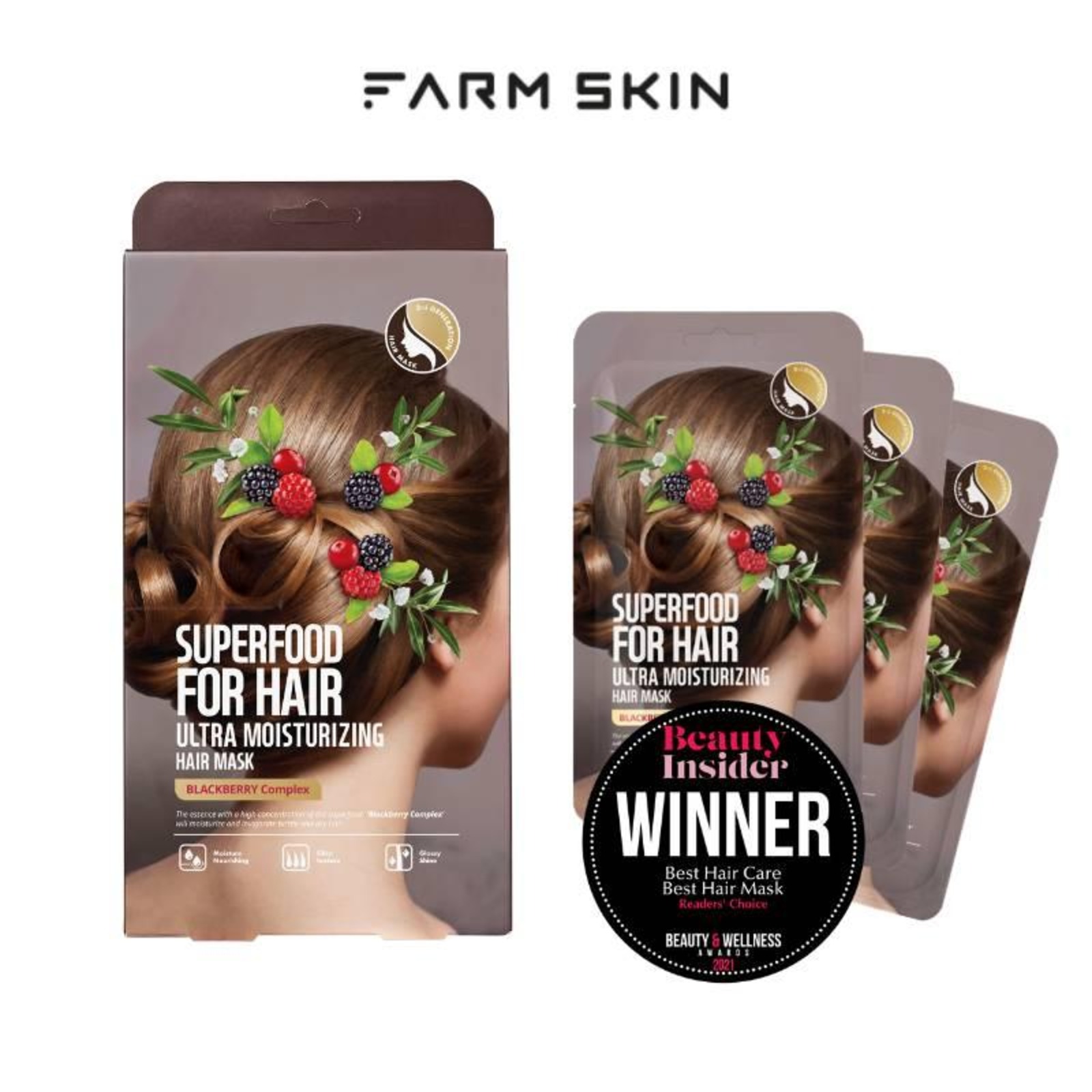 Farmskin Superfood Moisturizing Hair Mask Set Blackberry NTUC FairPrice