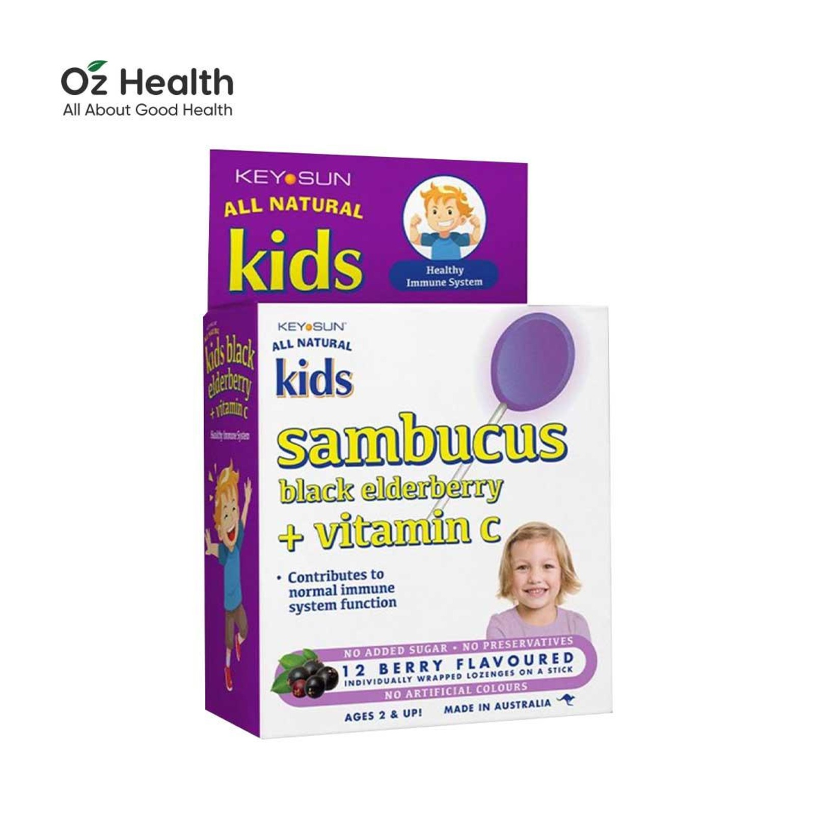 Key Sun Kids Sambucus Black Elderberry + Vitamin C Lollipops NTUC