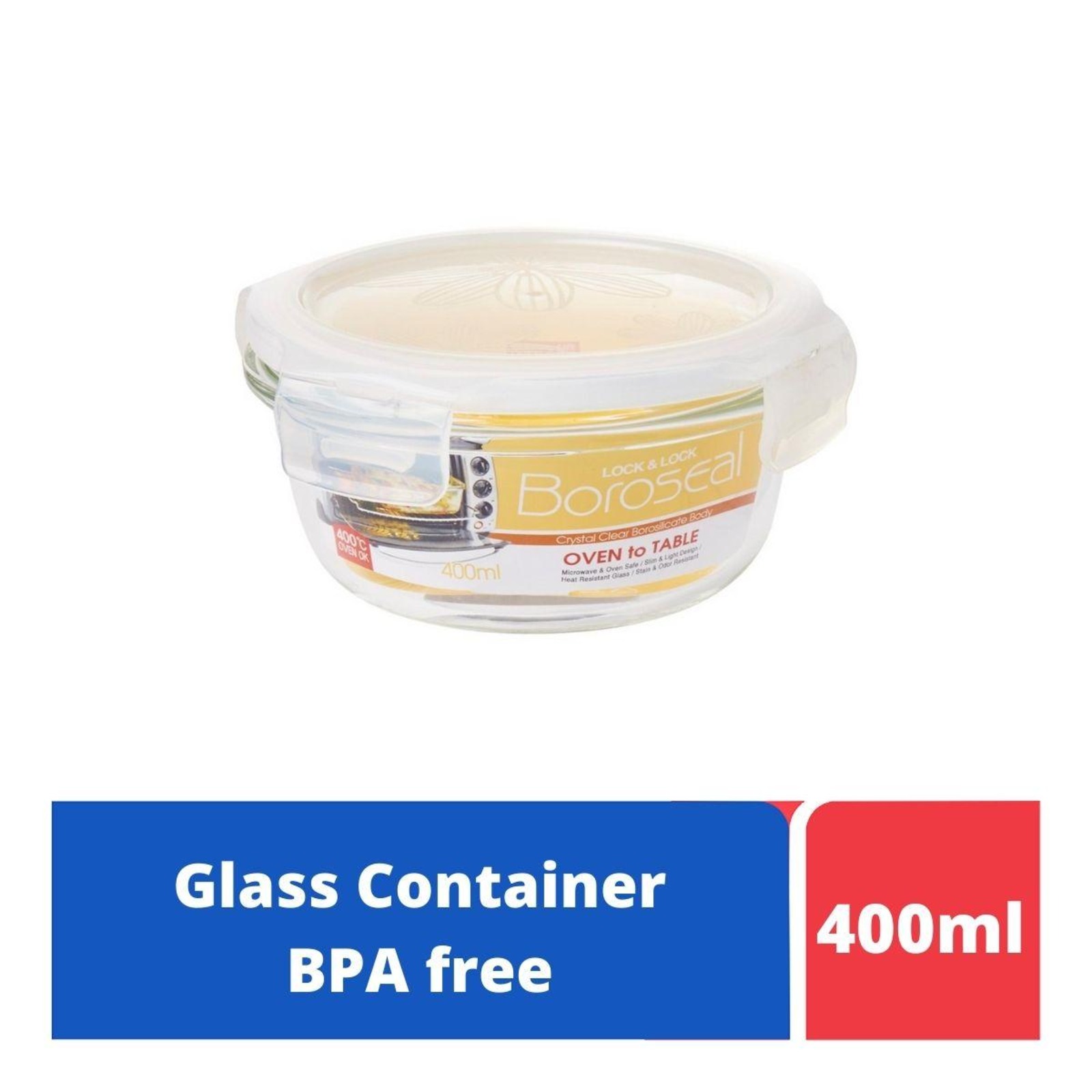 LOCK&LOCK Clear Glass Food Container Round 400ml NTUC FairPrice