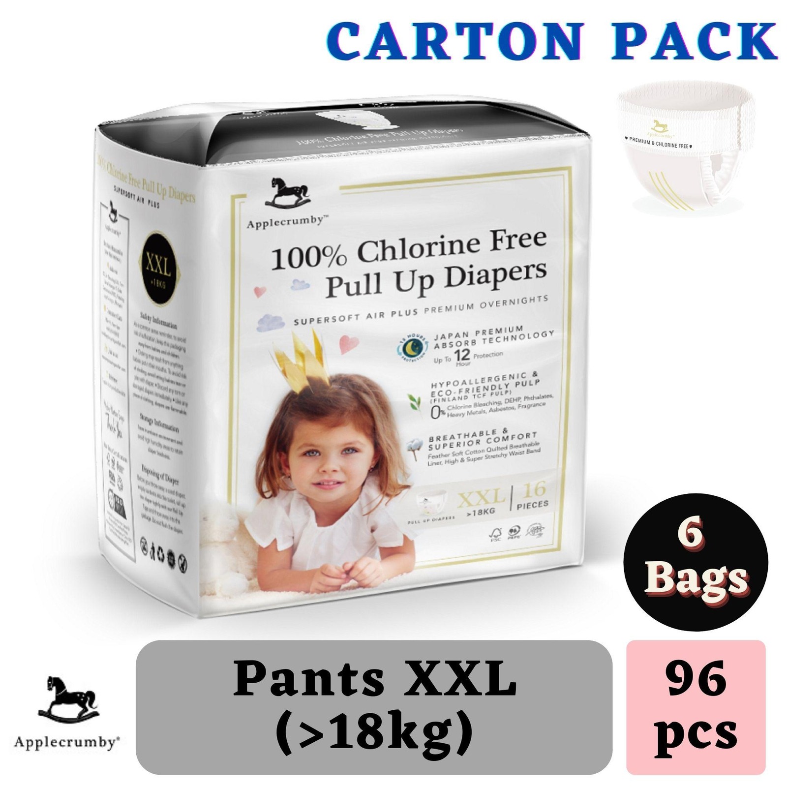 Applecrumby Chlorine Free Pant Diapers 