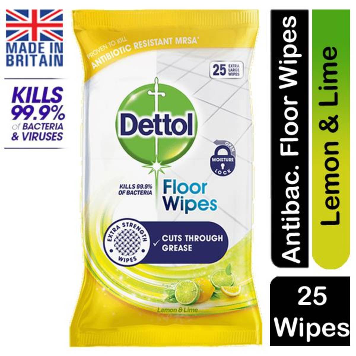 Dettol LEMON & LIME HYGIENE 25 Extra Large Floor Wipes NTUC FairPrice