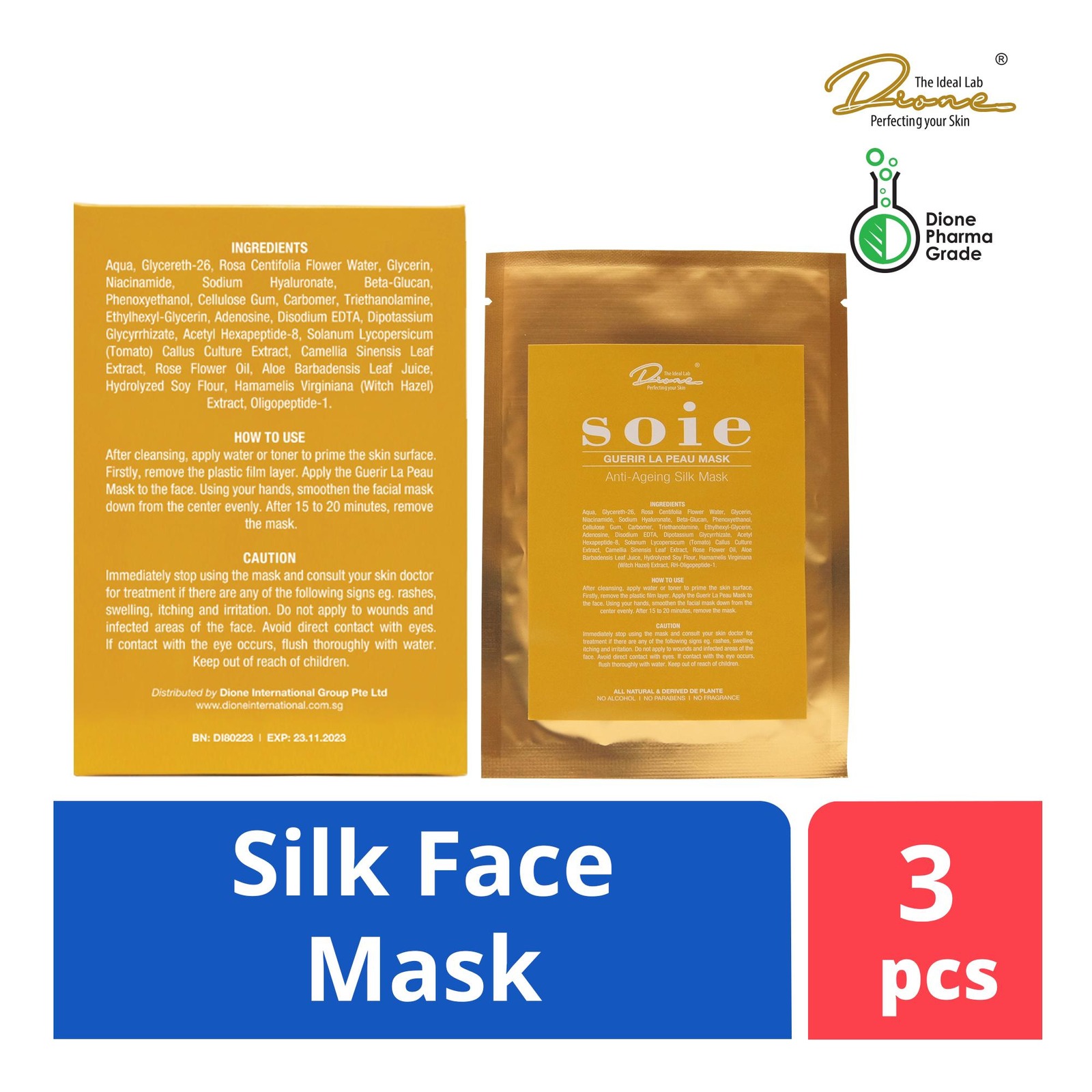 Dione The Ideal Lab Soie Guerir La Peau Silk Face Mask