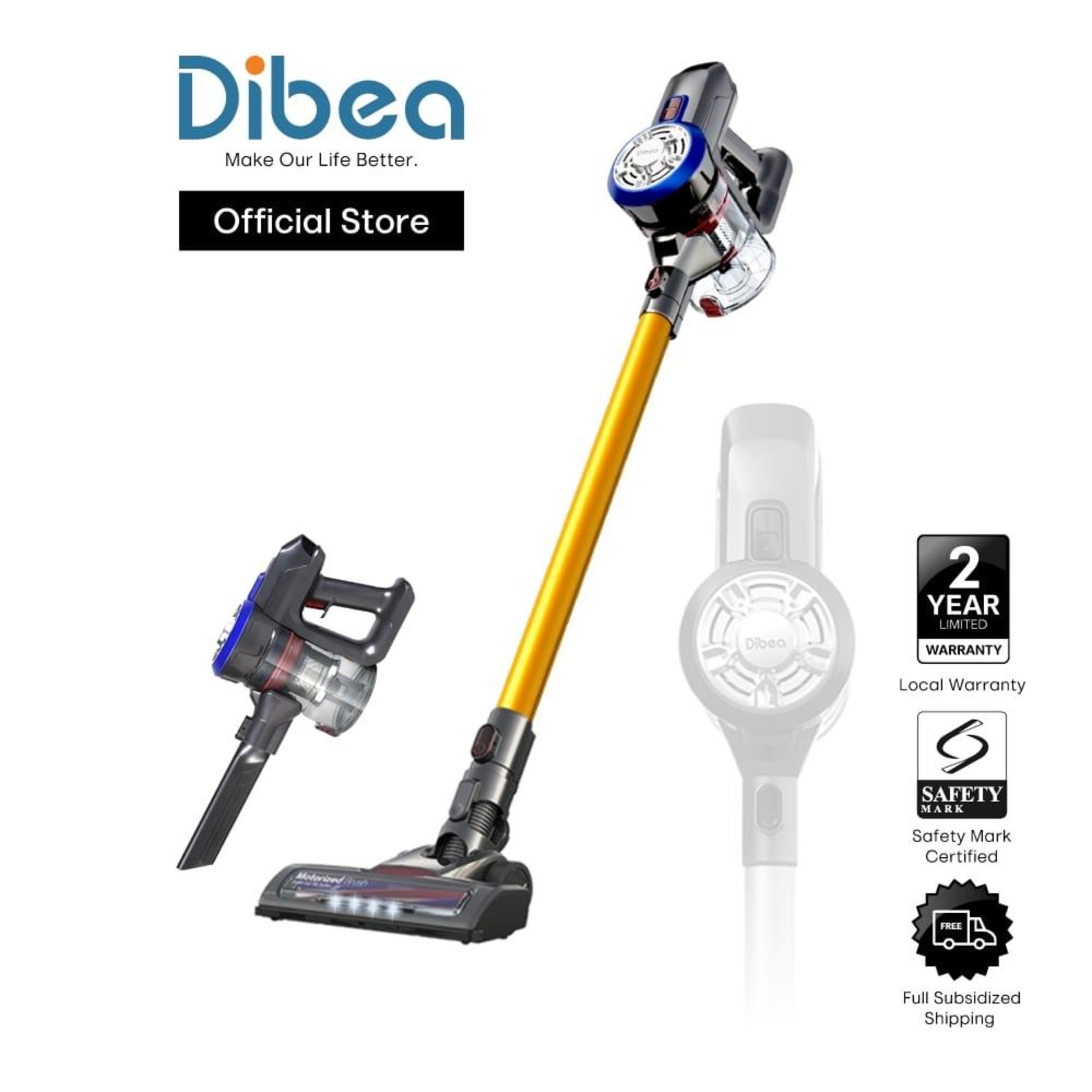 Dibea D18 Cordless Vacuum Cleaner LED Lights NTUC FairPrice