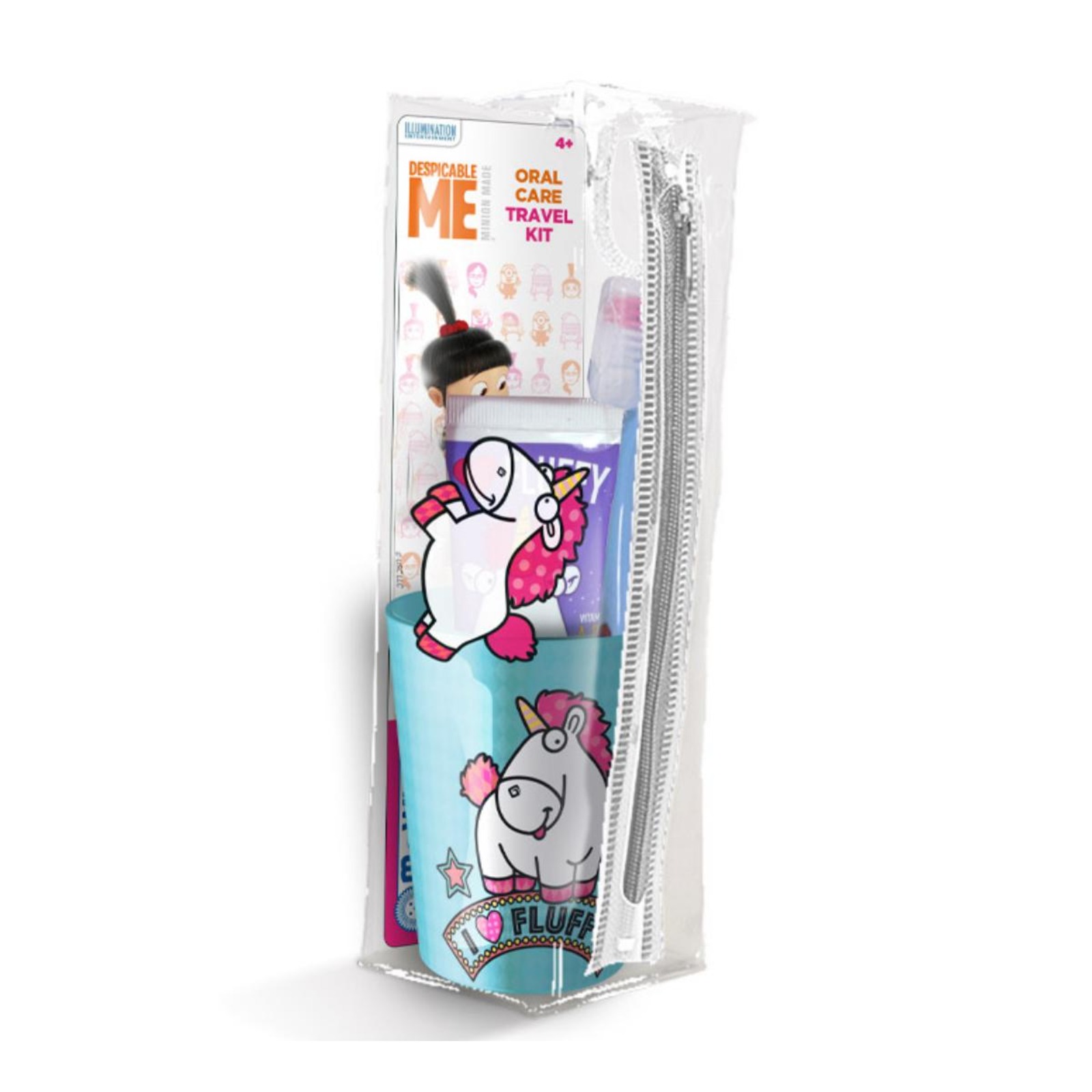 Mr White Fluffy Travel Kit Toothbrush With Toothpaste Beaker NTUC