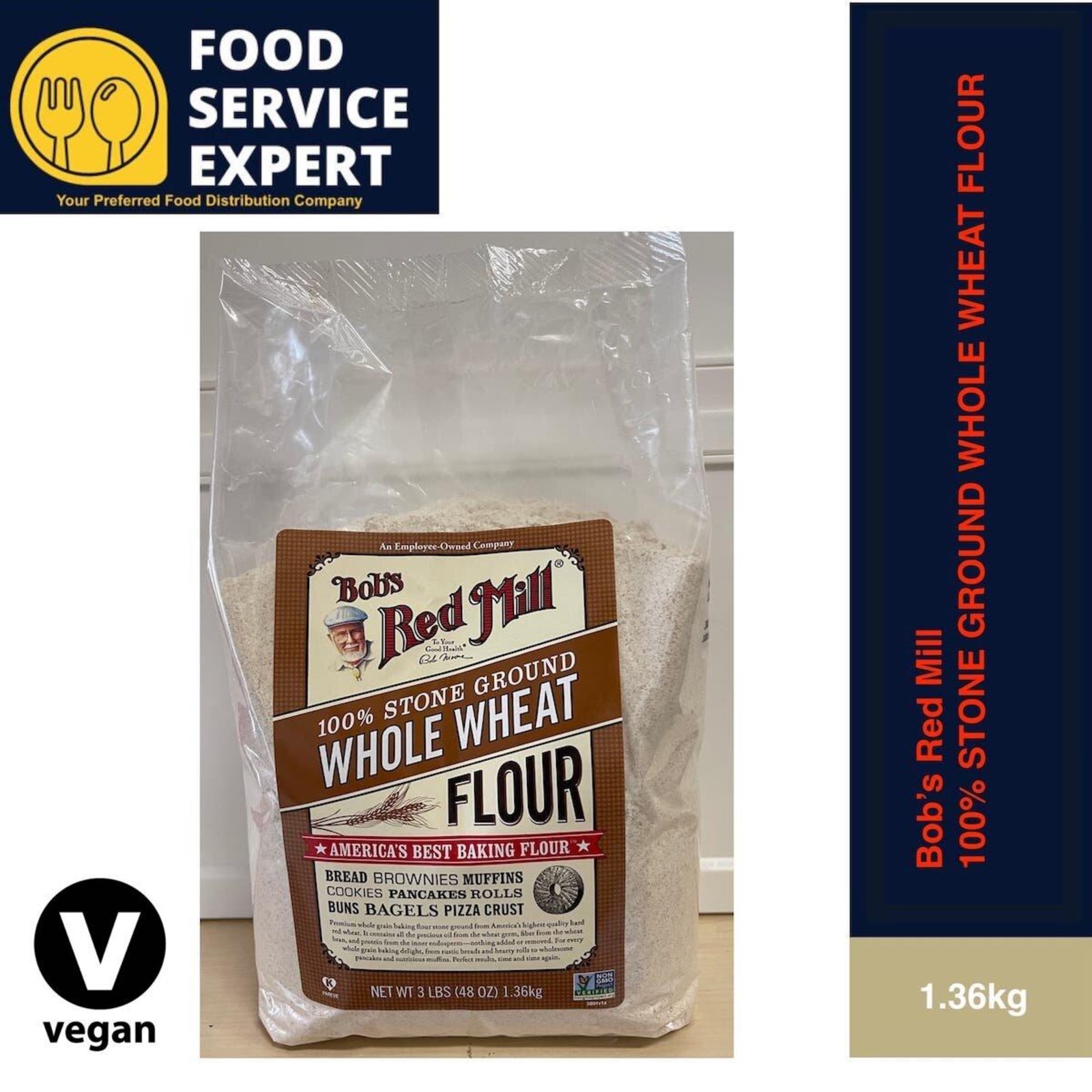 Bob's Red Mill 100 Stone Ground Whole Wheat Flour, 1.36kg NTUC FairPrice