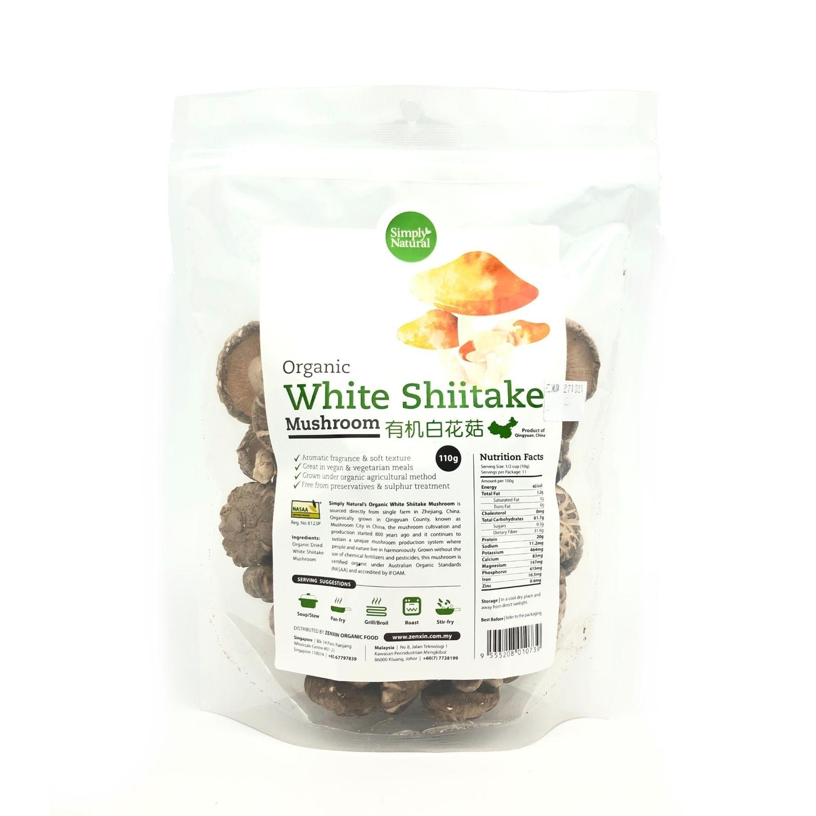 Simply Natural Organic White Shiitake Mushroom NTUC FairPrice