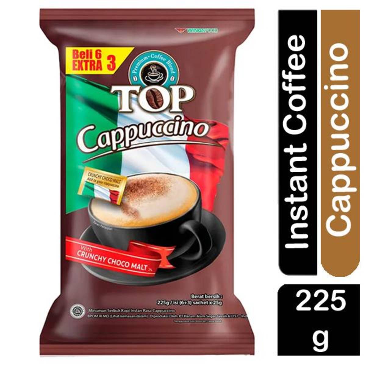 Top Cappuccino instant coffee mix Choco Malt 9 sachet x 25g NTUC