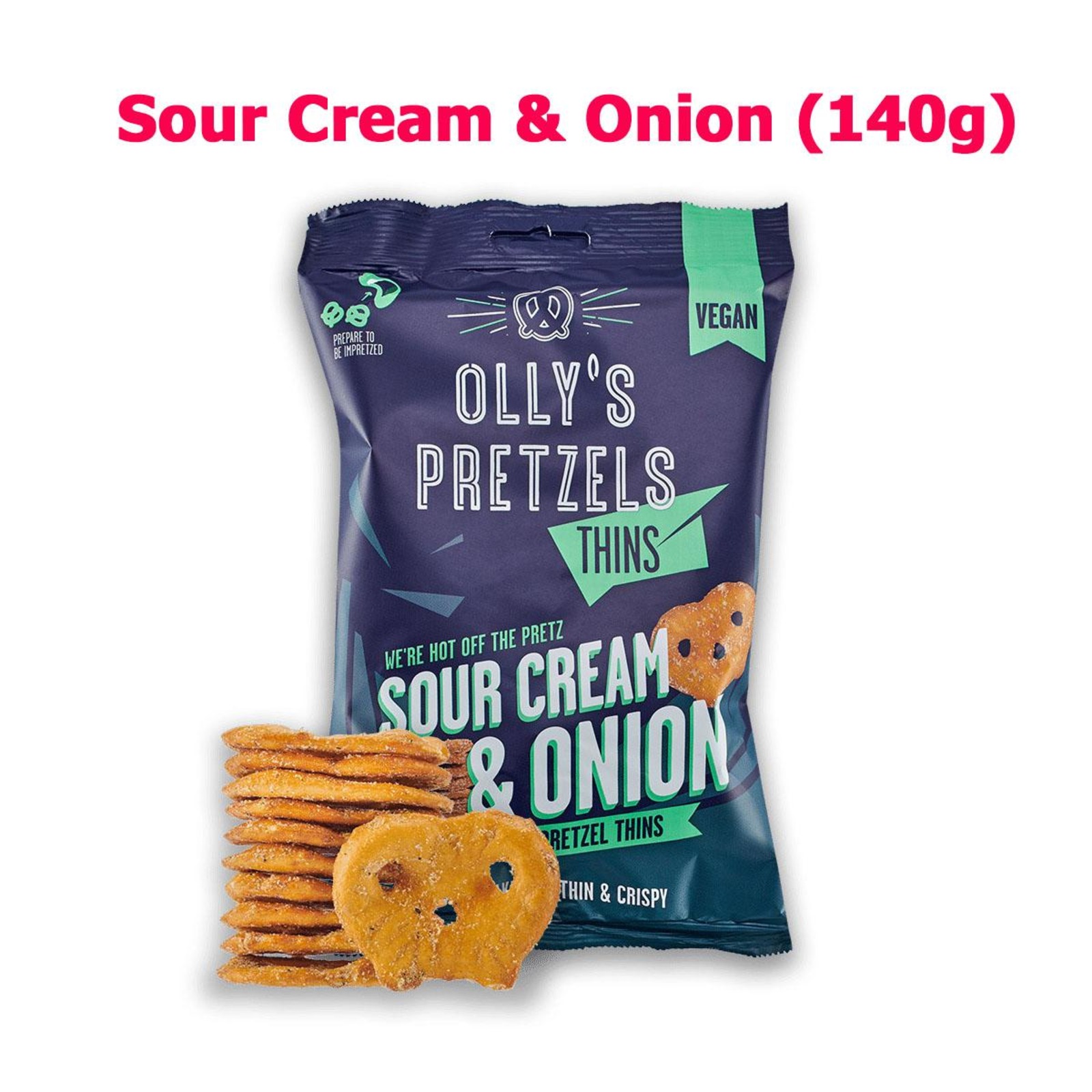 OLLY'S Sour Cream & Onion Pretzel Thins 140G Vegan NTUC FairPrice