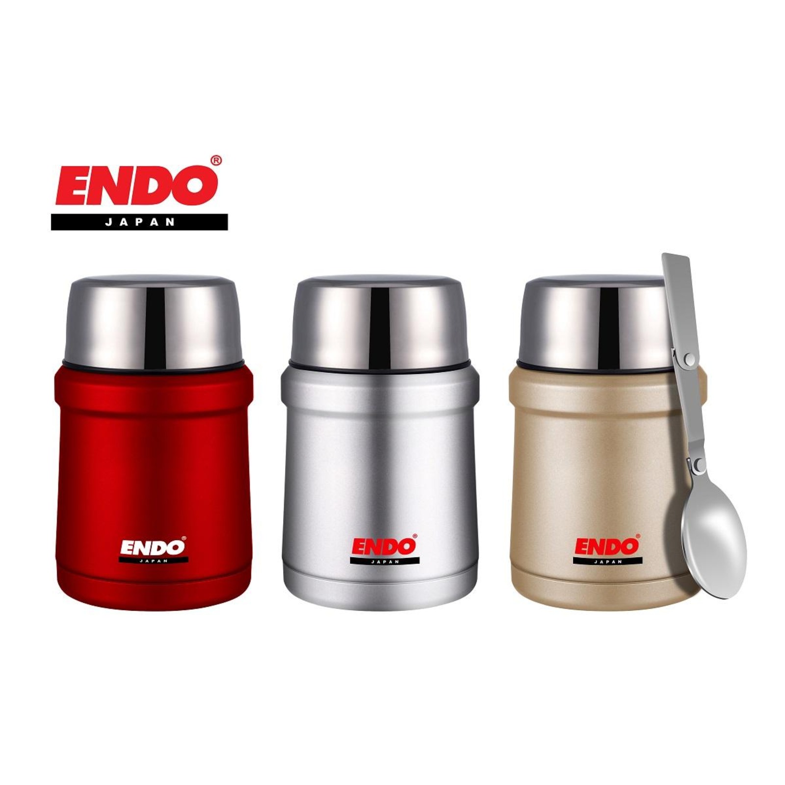 Endo 450ML Double S/Steel Food Jar + Foldable Spoon NTUC FairPrice