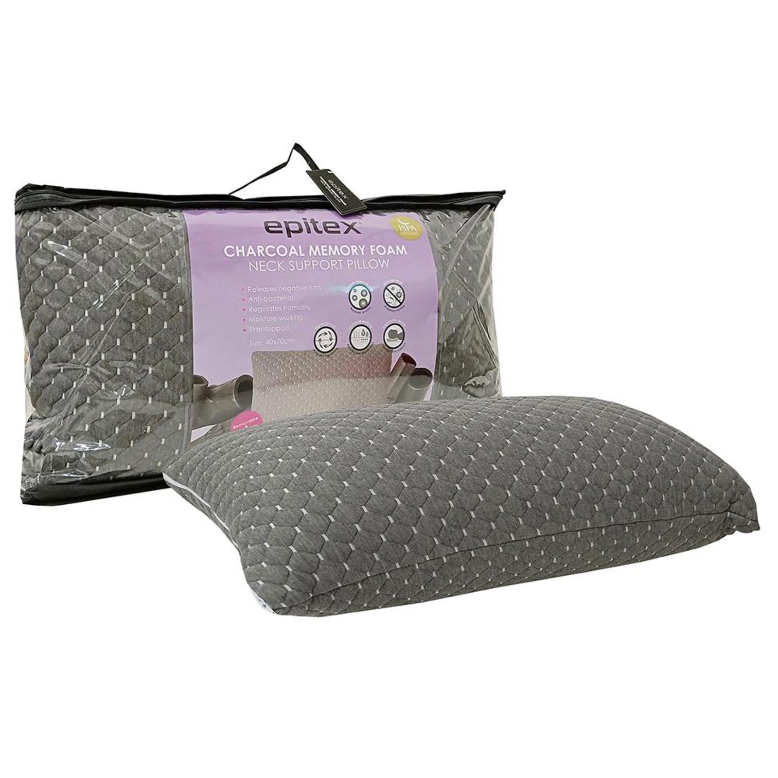 Epitex Charcoal Shredded Memory Neck Support Pillow NTUC FairPrice