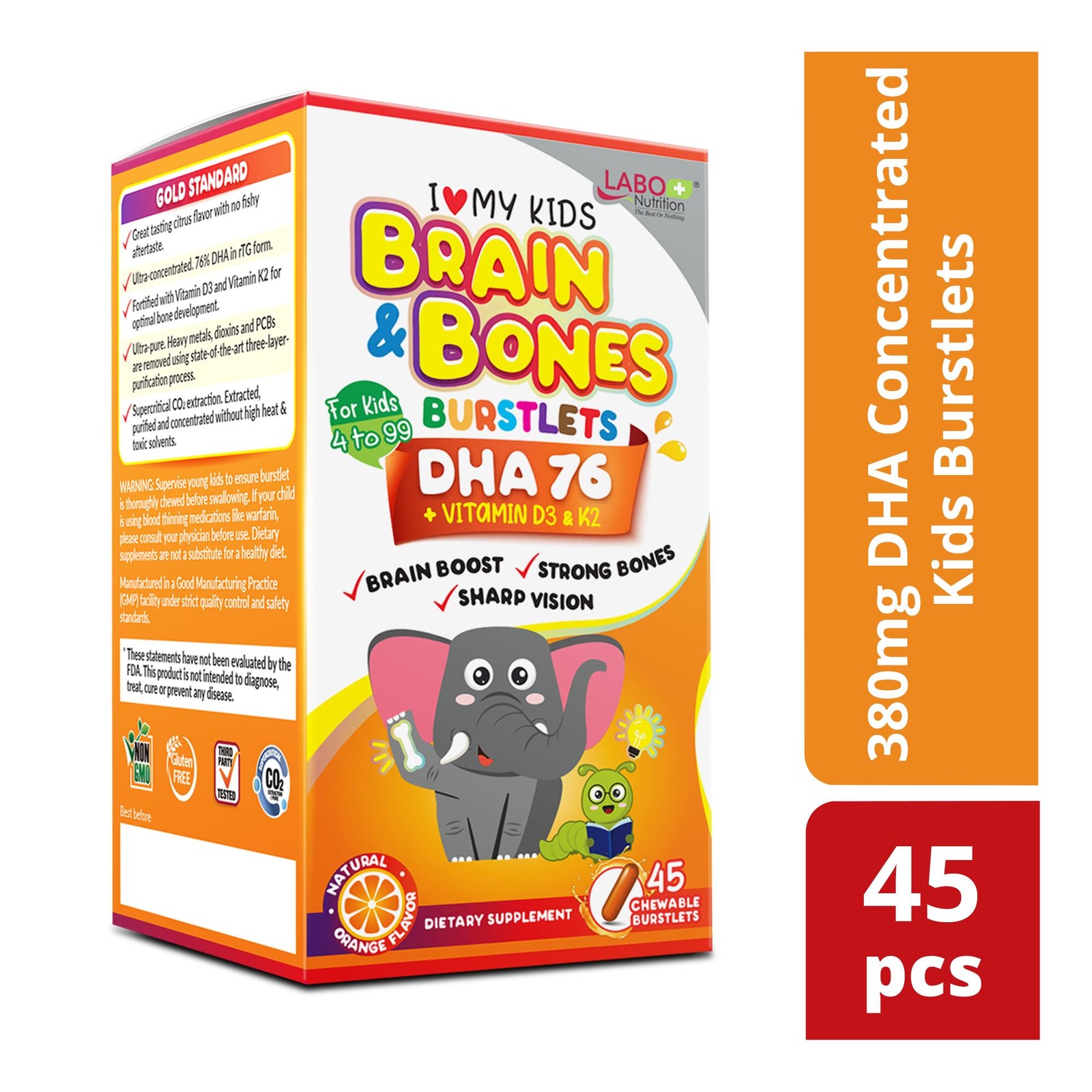 LABO Nutrition Kids DHA Brain & Bone Burstlets Omega 3 Focus NTUC