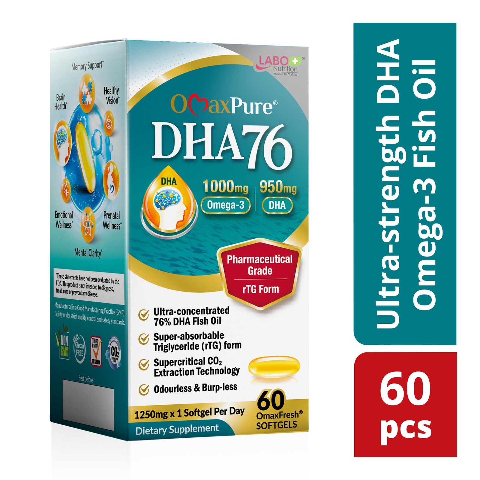 LABO Nutrition OmaxPure DHA76 Omega 3 Fish Oil Brain Memory NTUC
