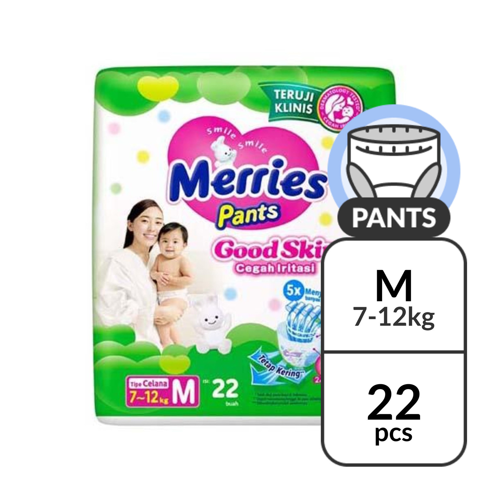 Merries Good Skin Diaper Pants M (7Kg to 12Kg) NTUC FairPrice