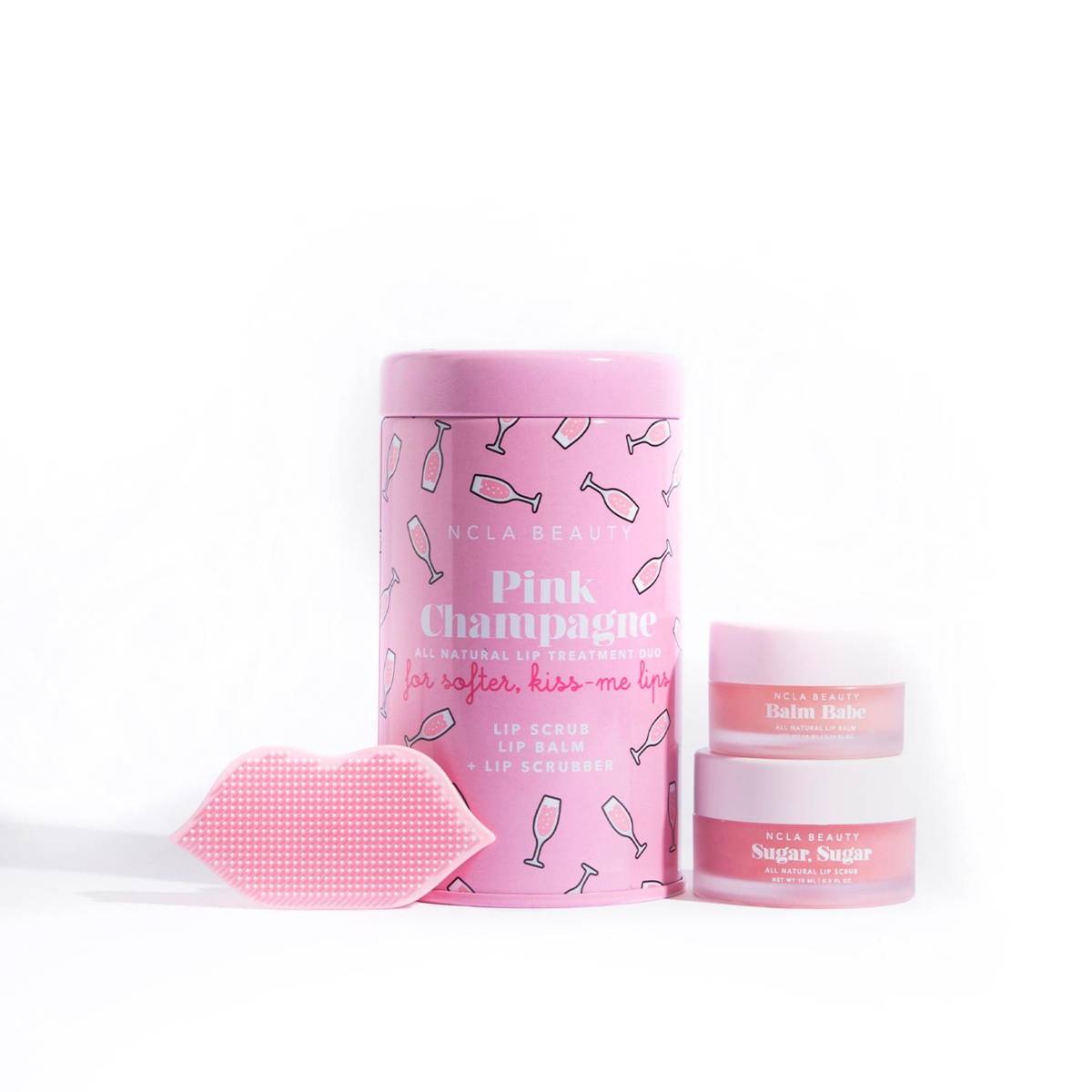 NCLA Lip Care Duo + Lip Scrubber Set Pink Champagne NTUC FairPrice
