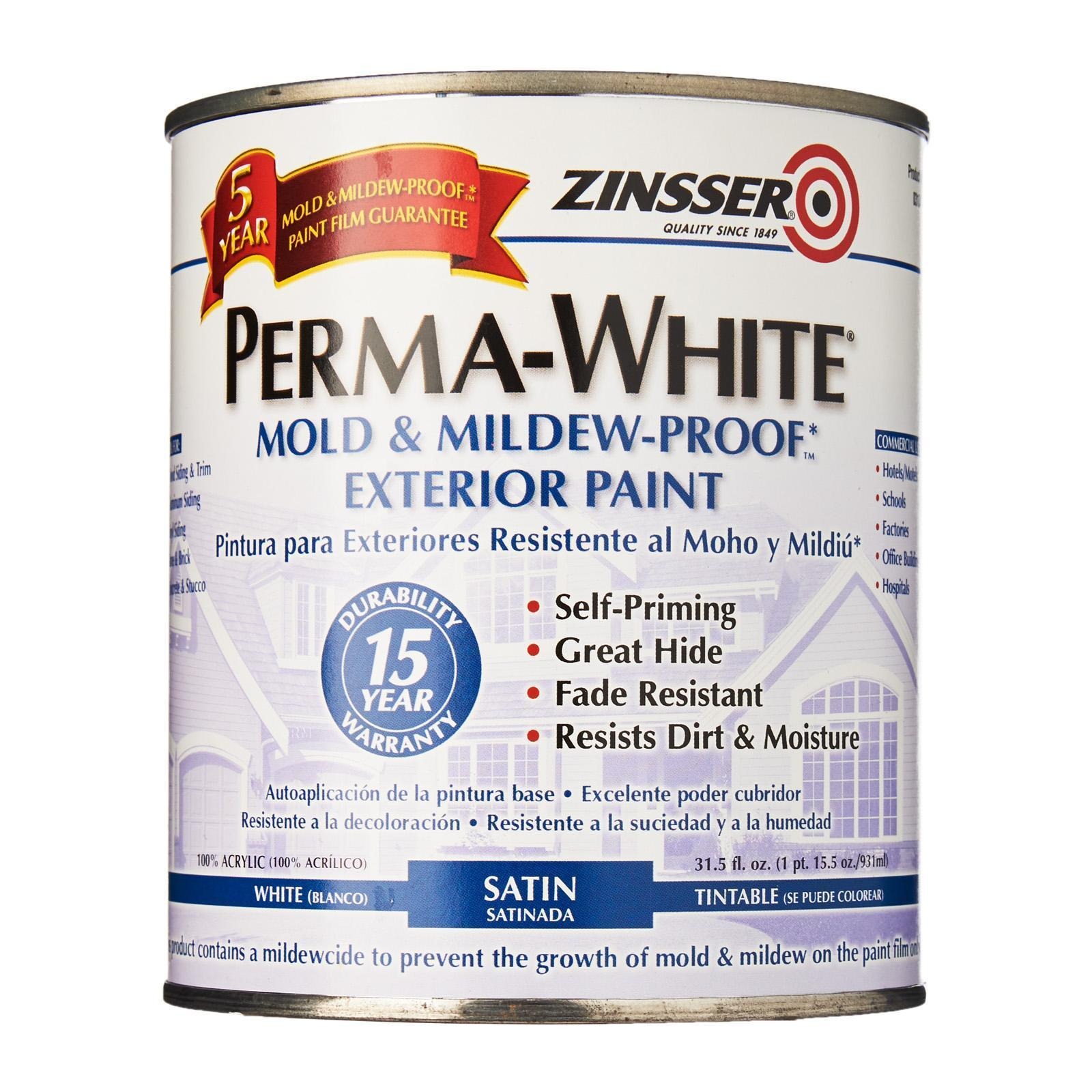 Zinsser Perma White Mold & MildewProof Exterior 1 Quart NTUC FairPrice