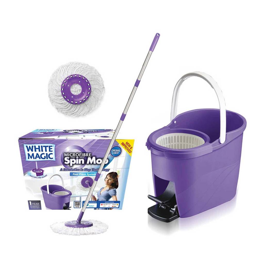 White Magic Spin Mop New Foot Press NTUC FairPrice