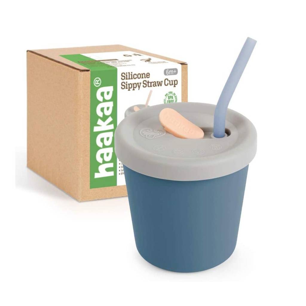 Haakaa Silicone Sippy Straw Cup Bluestone NTUC FairPrice