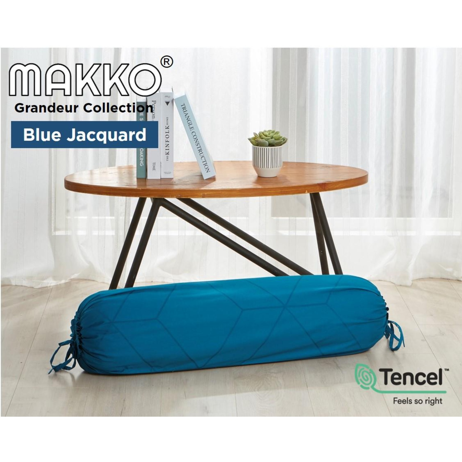Makko TENCEL Modal 1200TC Blue Jacquard Bolster Case NTUC FairPrice