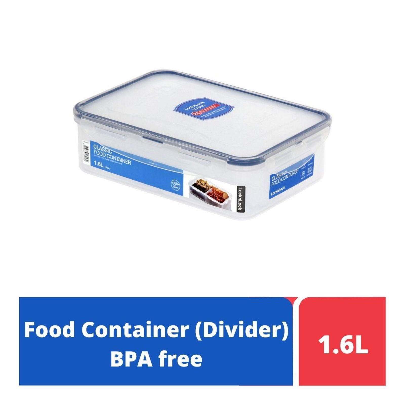 LOCK&LOCK Classic Food Container with Divider Rect 1.6L NTUC FairPrice