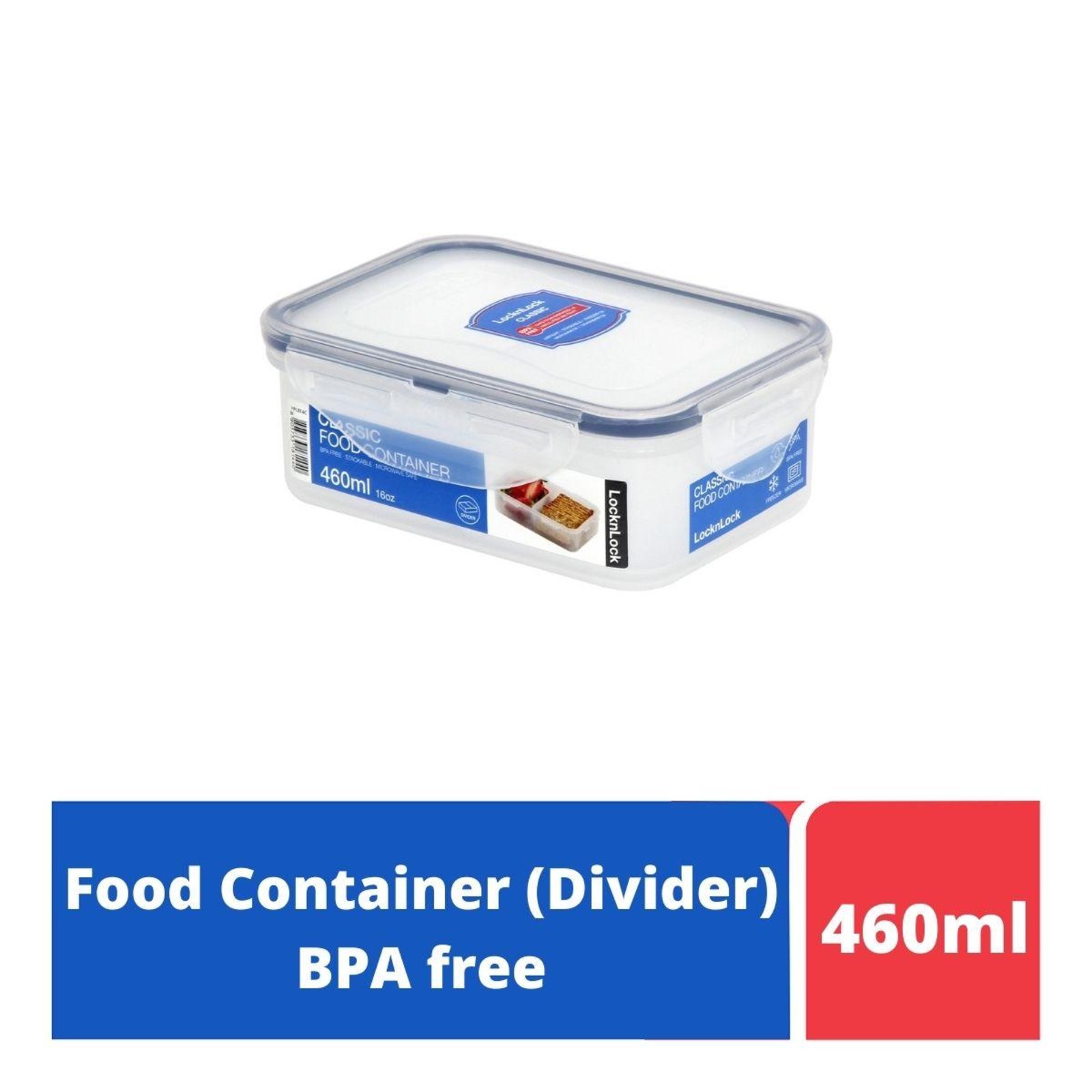 LOCK&LOCK Classic Food Container with Divider Rect 460ml NTUC FairPrice