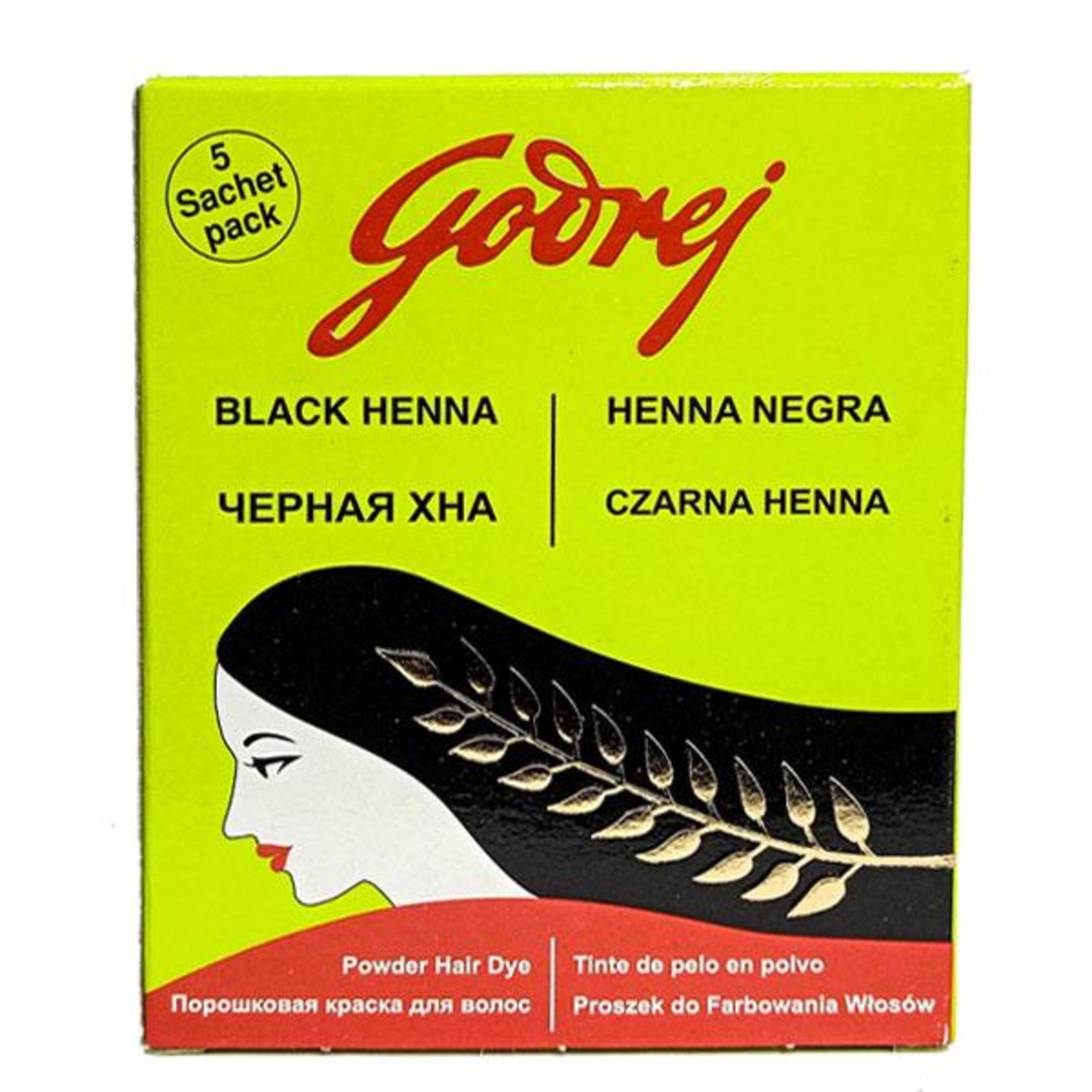 Godrej Black Henna Powder Hair Dye 5 Sachet Pack NTUC FairPrice