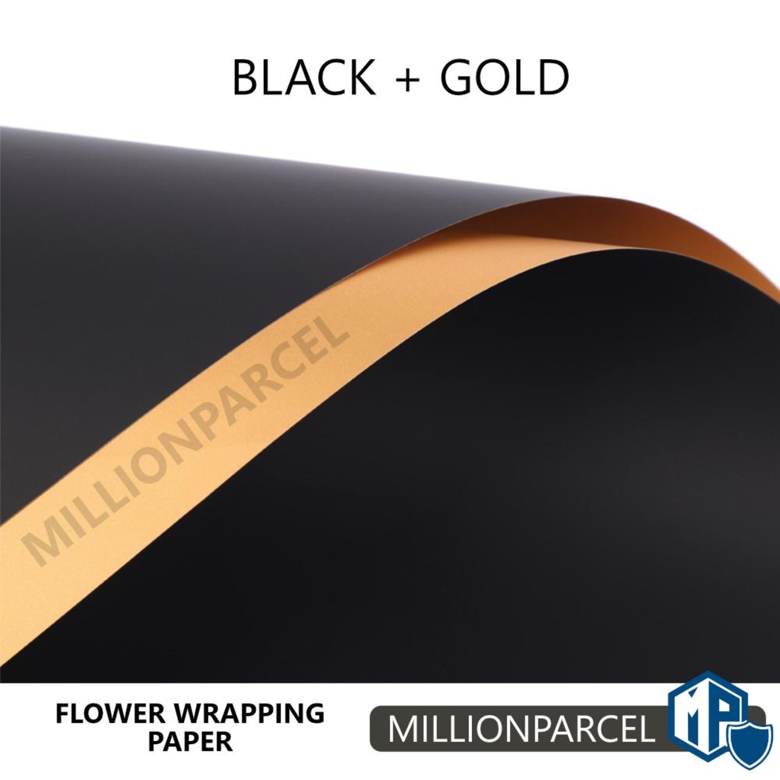 MillionParcel Flower Wrapping Paper Black / Gold NTUC FairPrice