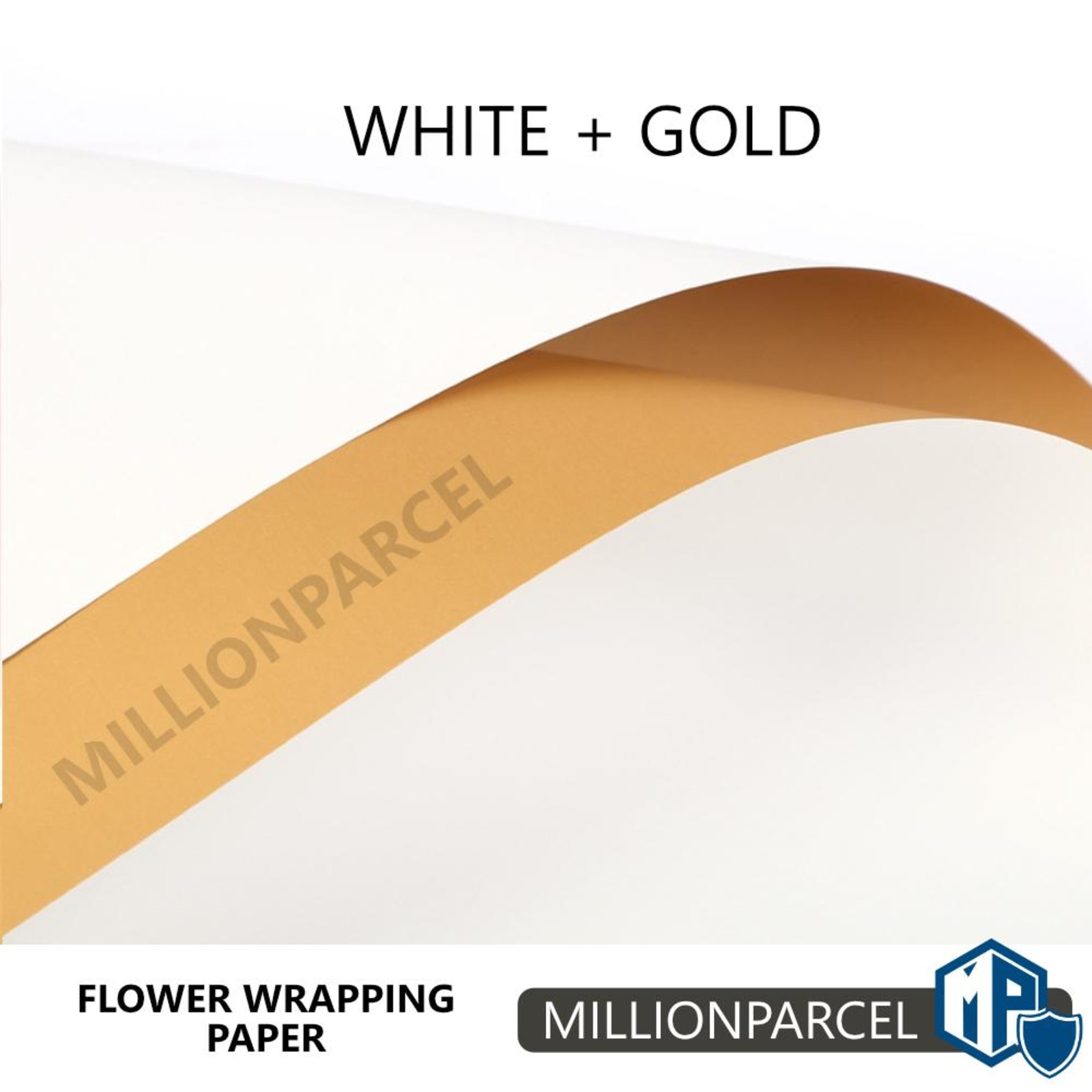 MillionParcel Flower Wrapping Paper White / Gold NTUC FairPrice