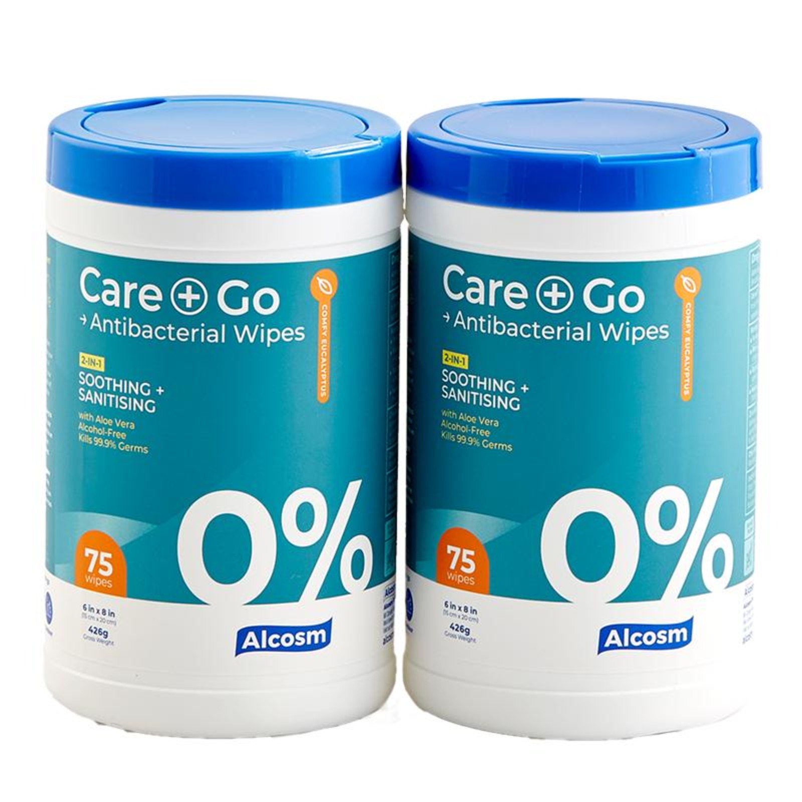 Alcosm [Bundle of 2] Antibacterial Wipes 75s x 2 packs NTUC FairPrice