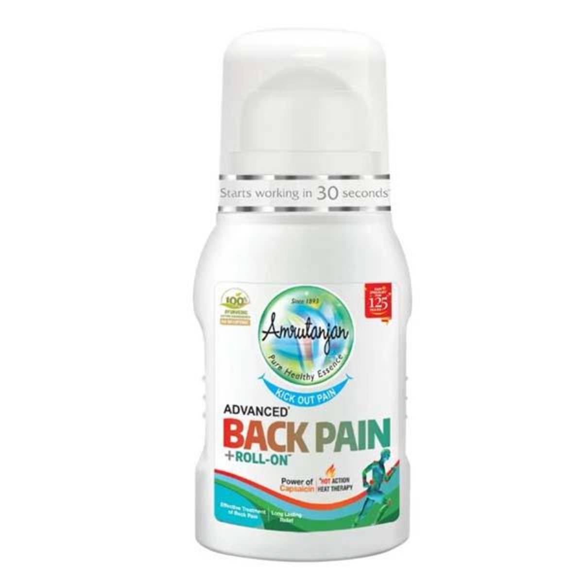 Amrutanjan Back Pain Roll on Advanced, Fast Relief in 30sec NTUC