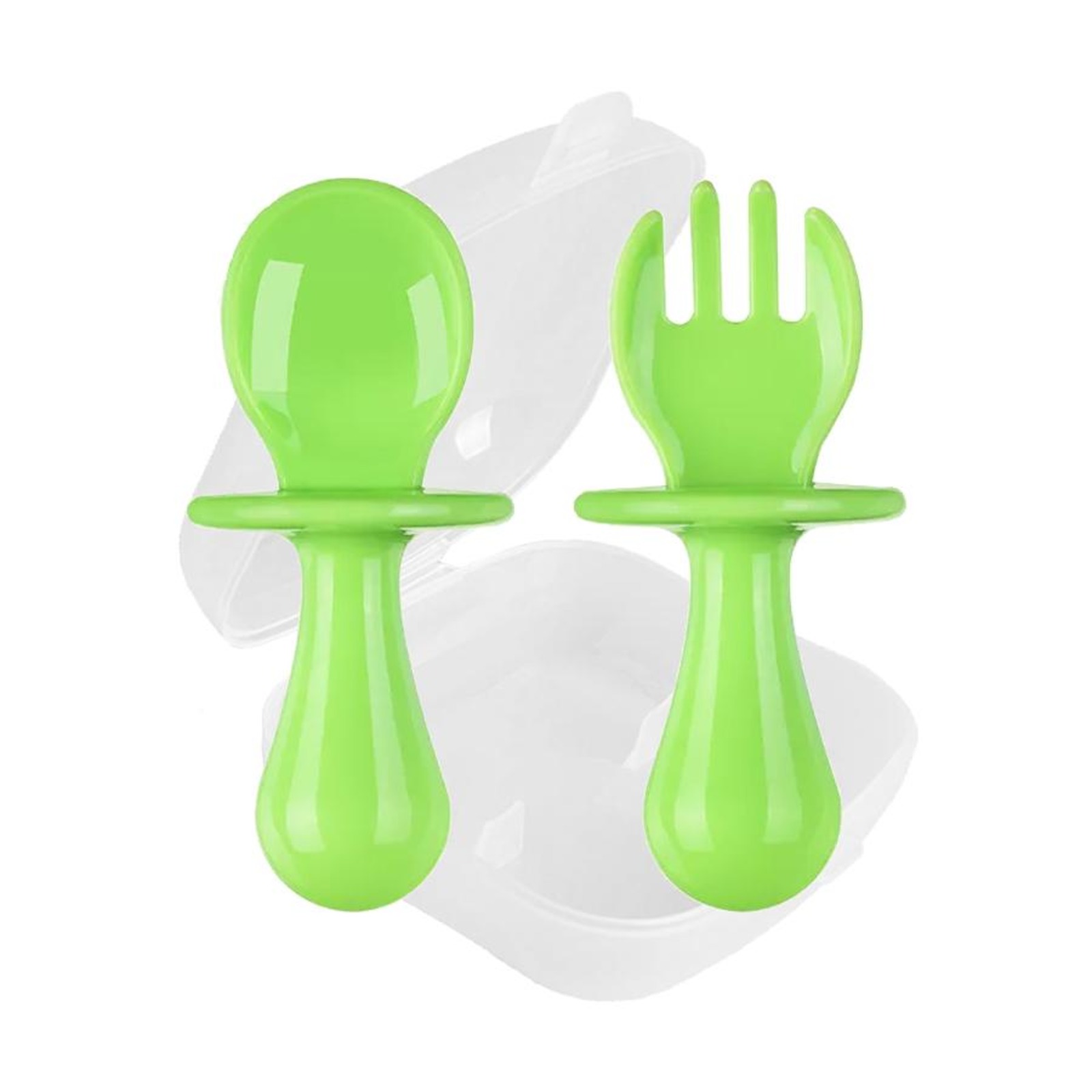 Cubble First Baby Self Feeding Utensil Set w Case Lime NTUC FairPrice