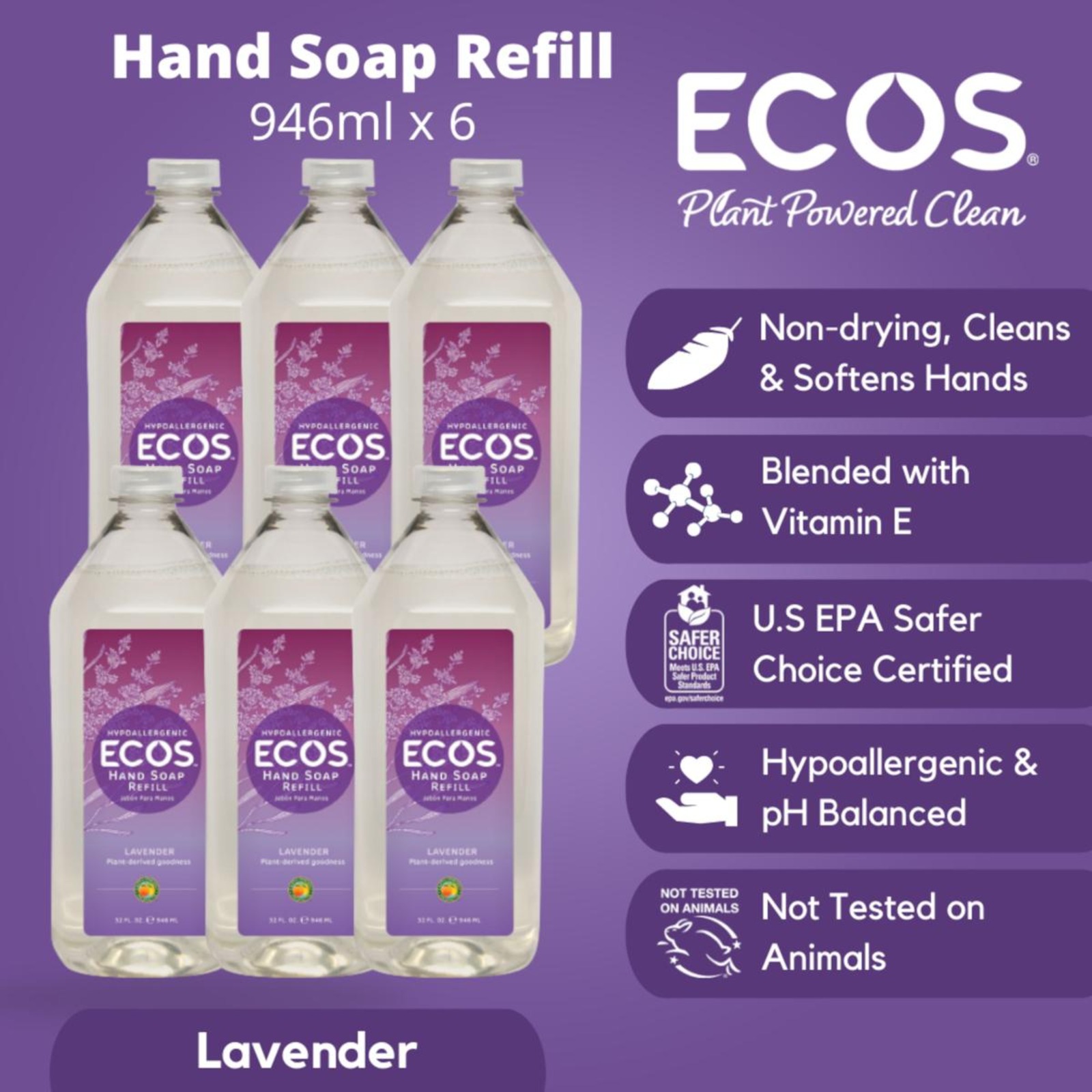 Ecos Hypoallergenic Hand Soap Refill Lavender NTUC FairPrice
