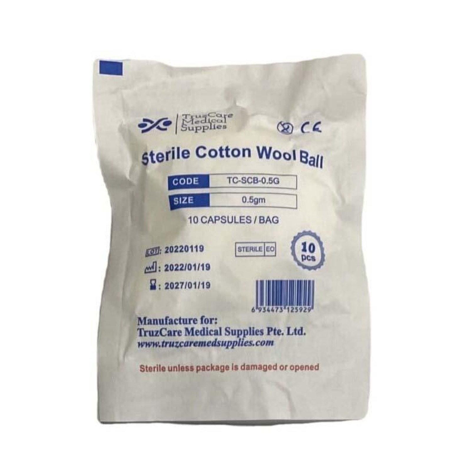 Truzcare Disposable Sterile Cotton Woolball, 0.5gm NTUC FairPrice