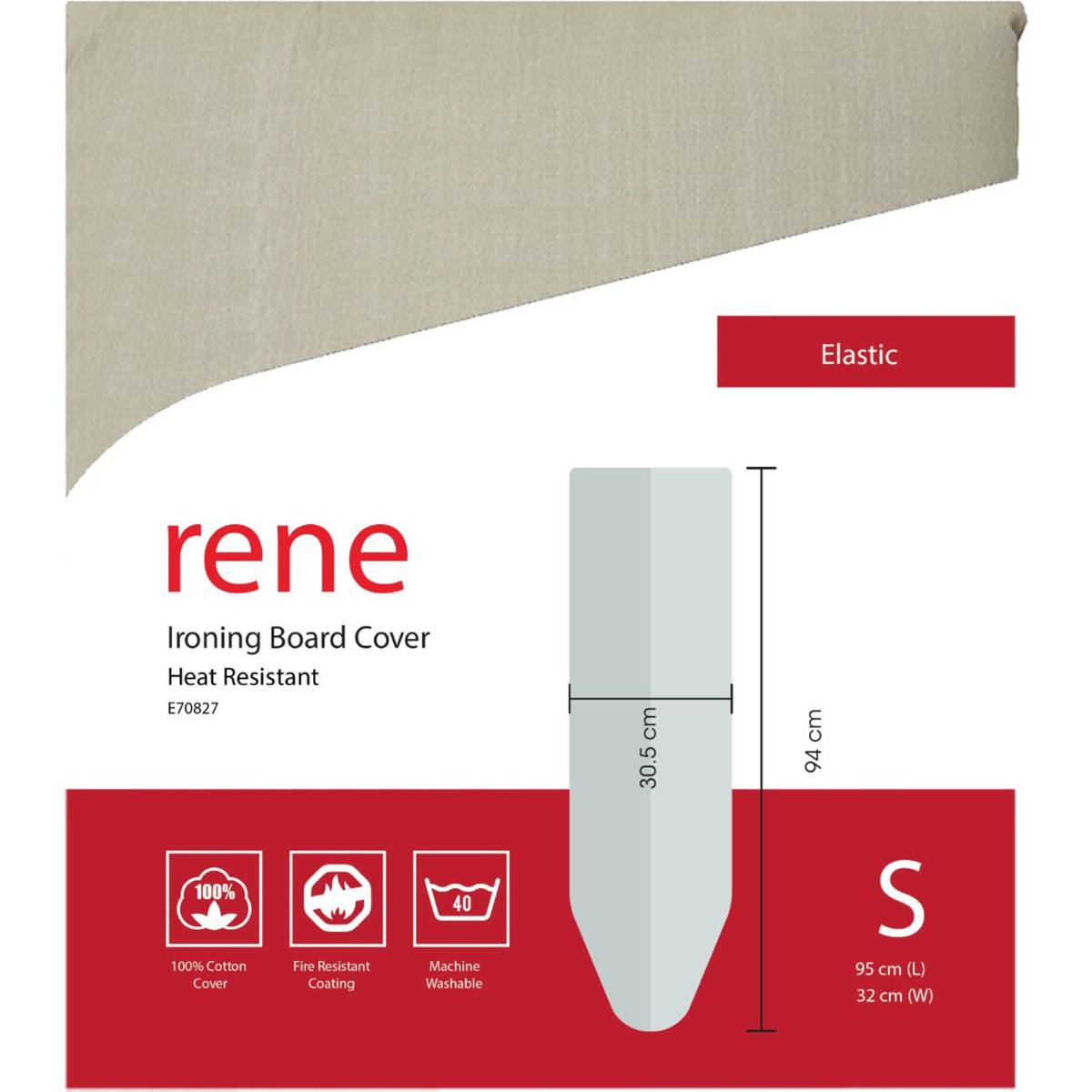 Rene Cotton Ironing Board Cover Heat Resistant (3mm Padding) NTUC FairPrice