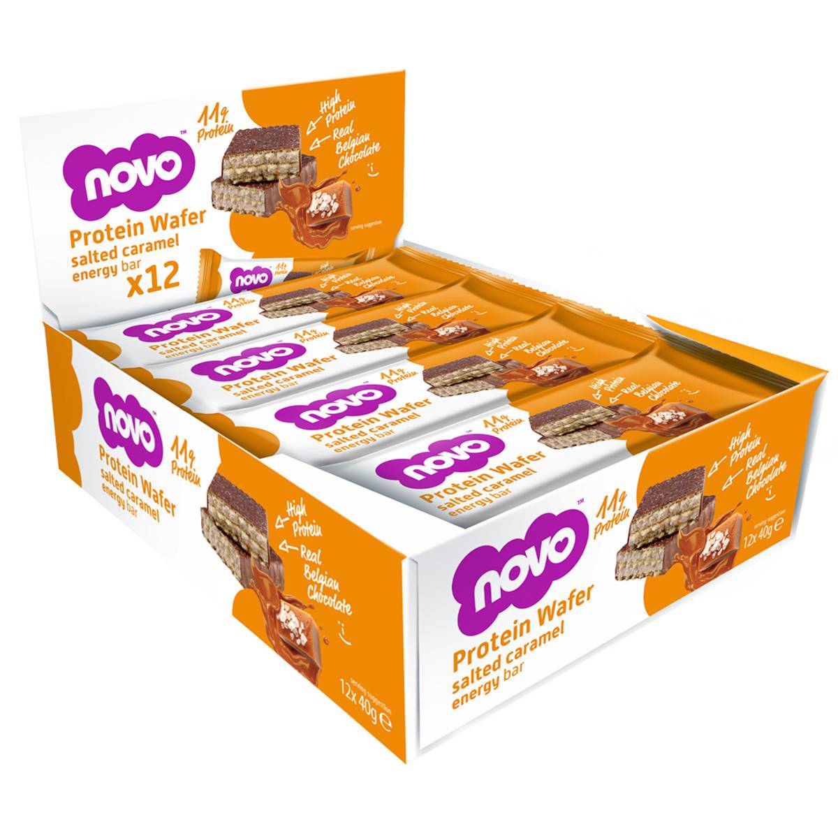 Novo Protein Wafer Energy Bar (12's) Salted Caramel NTUC FairPrice