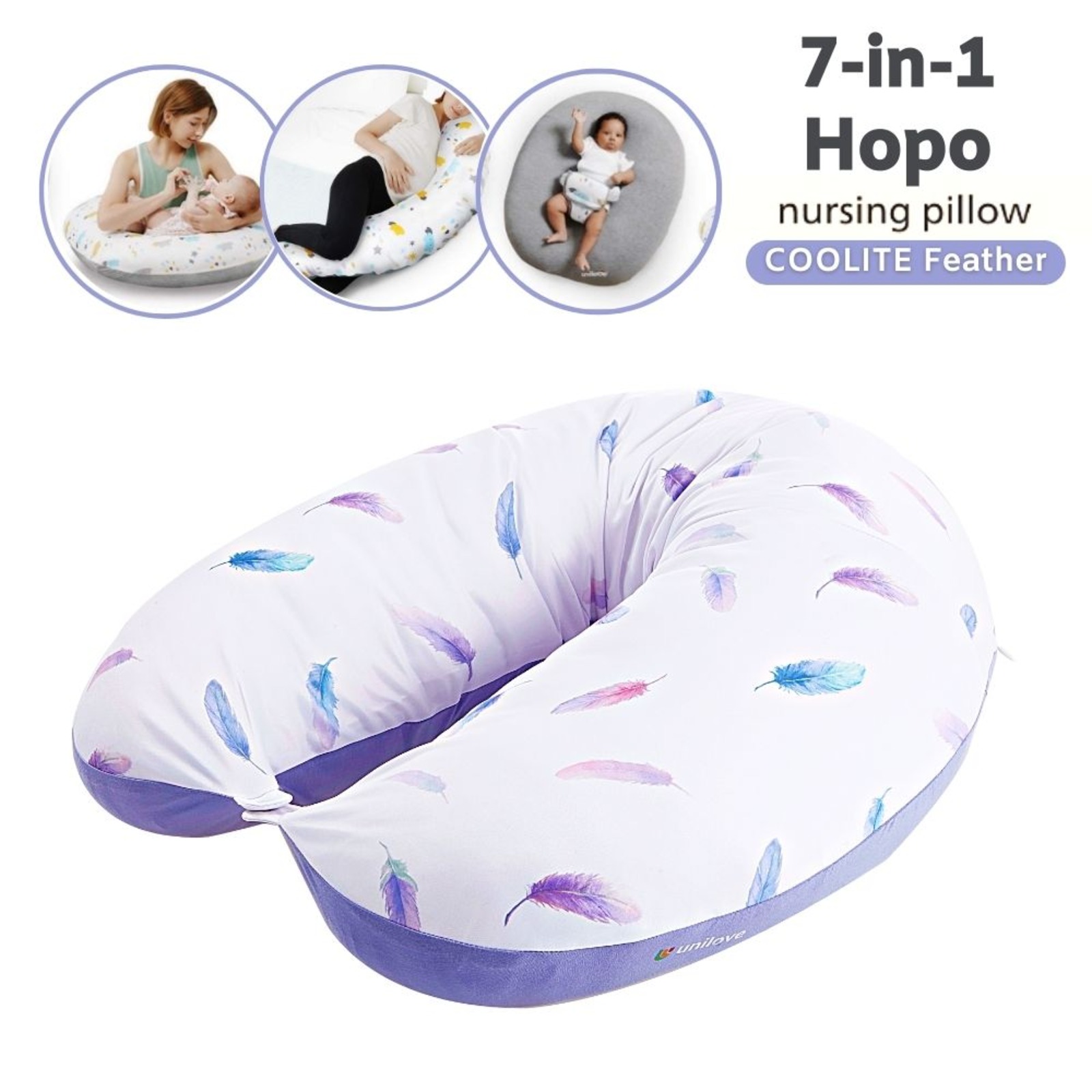 Unilove Hopo 8in1 Pregnancy and Nursing Pillow Feather NTUC FairPrice