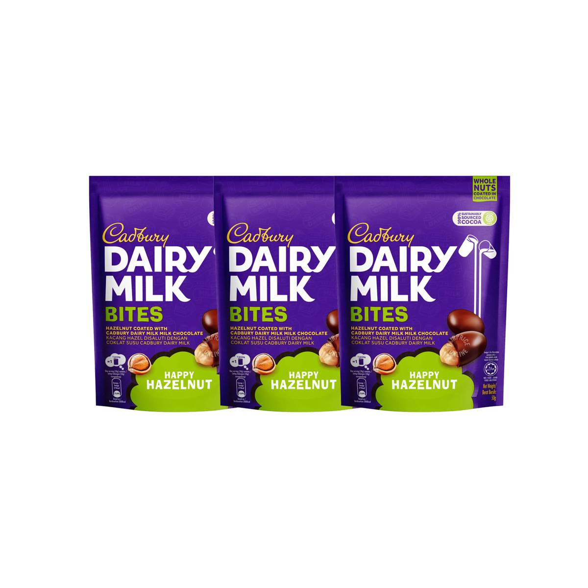 Cadbury Dairy Milk Bites Happy Hazelnut 50g Bundle of 3 NTUC FairPrice