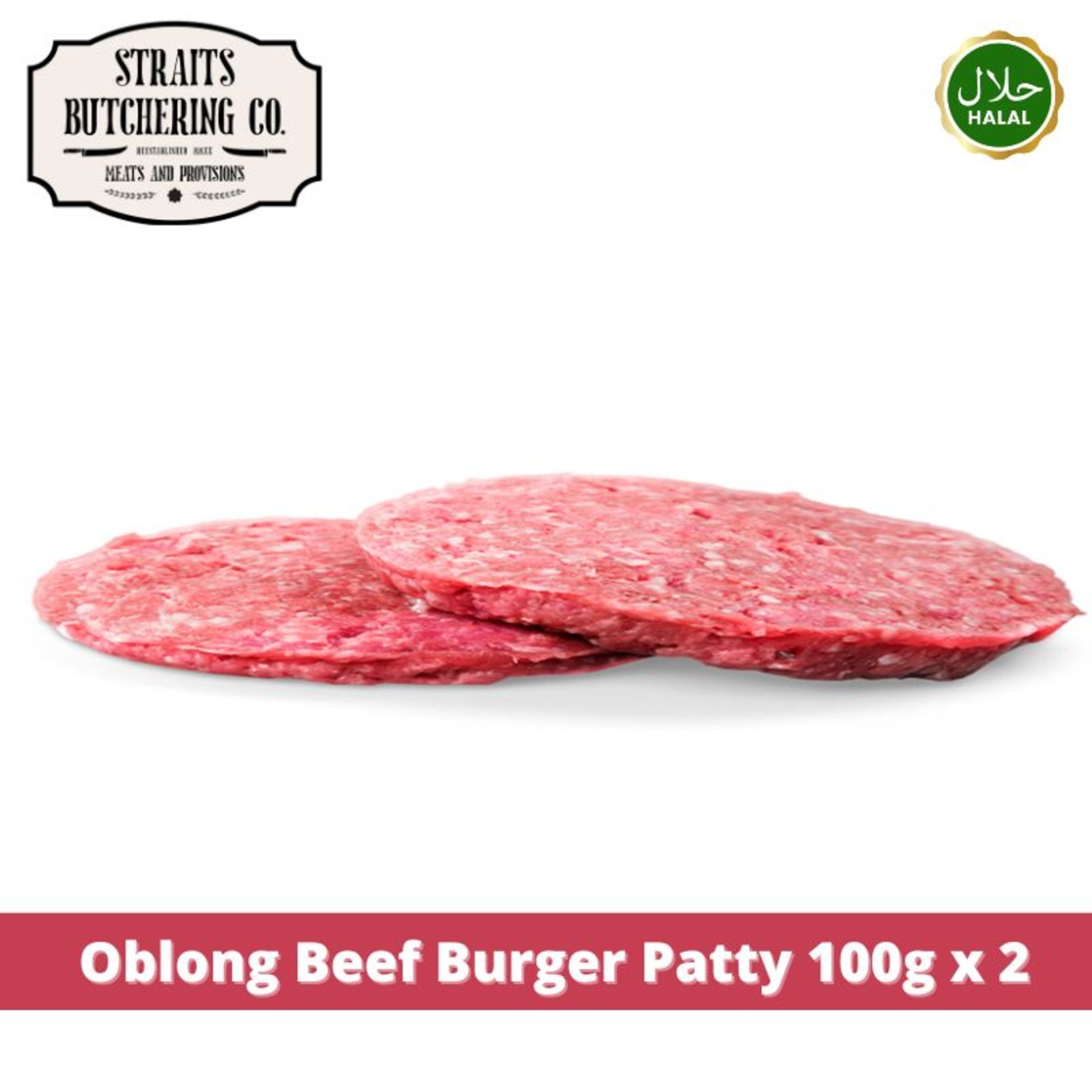 SBC Premium Oblong Beef Burger Patty 100g x 2 NTUC FairPrice