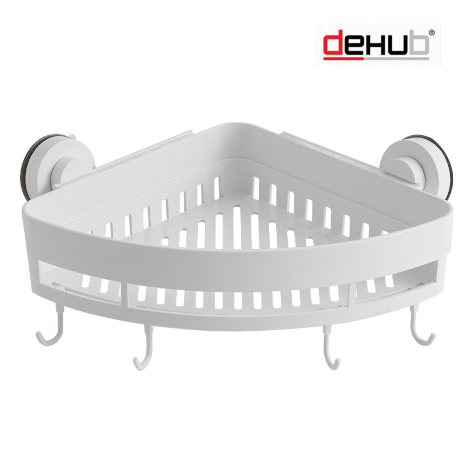 DeHub Suction Cup Corner Shelf Shower Caddy With Hook (White) NTUC