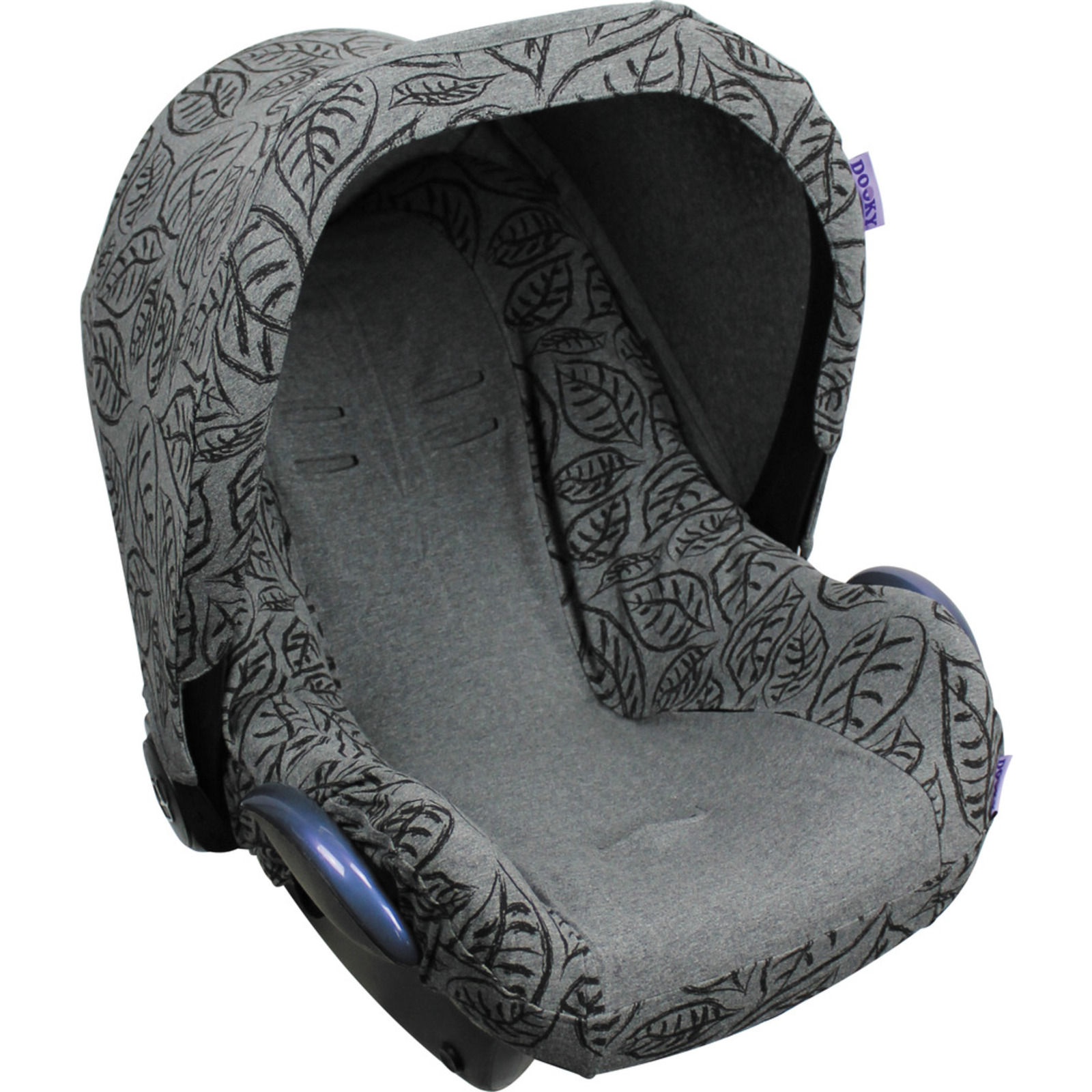 Dooky Car Seat / Infant Carrier Cover 0+ Grey Leaves NTUC FairPrice