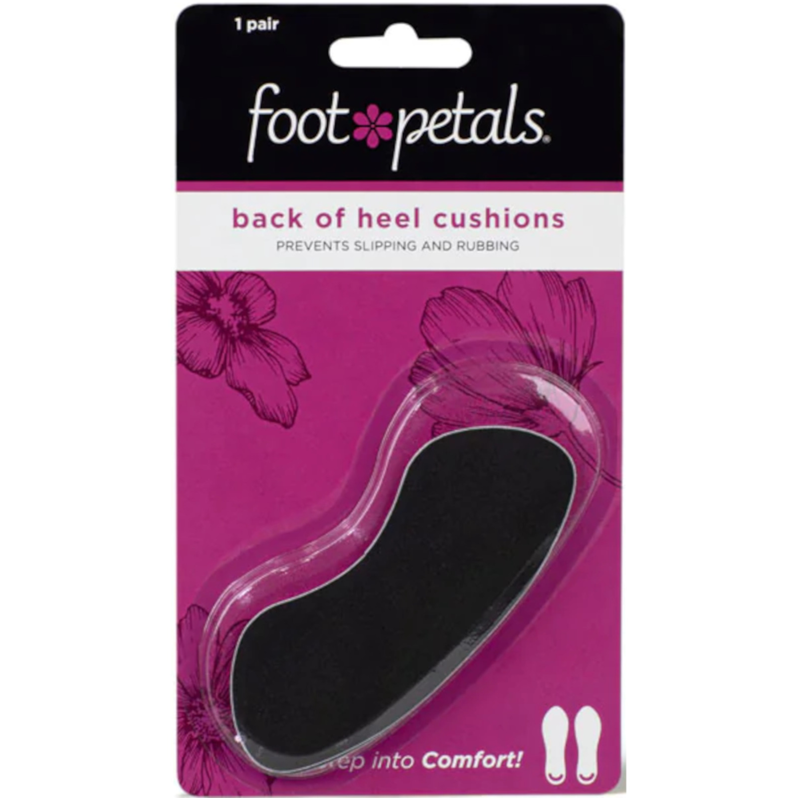 Foot Petals Back of Heel Cushions 1 pair Black NTUC FairPrice