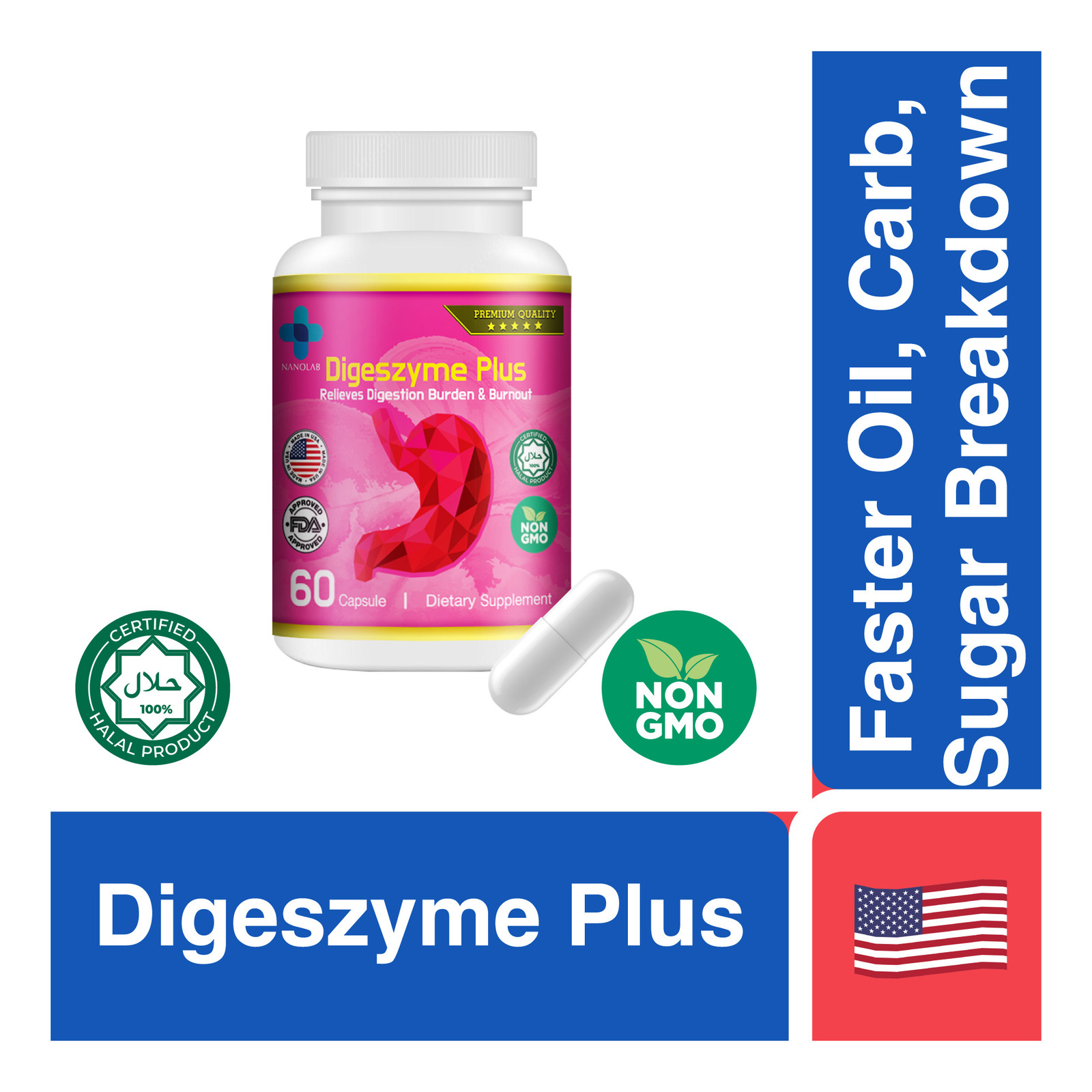 NanoLab Digeszyme Plus Fast Digestion Enzymes, Reduce Reflu NTUC