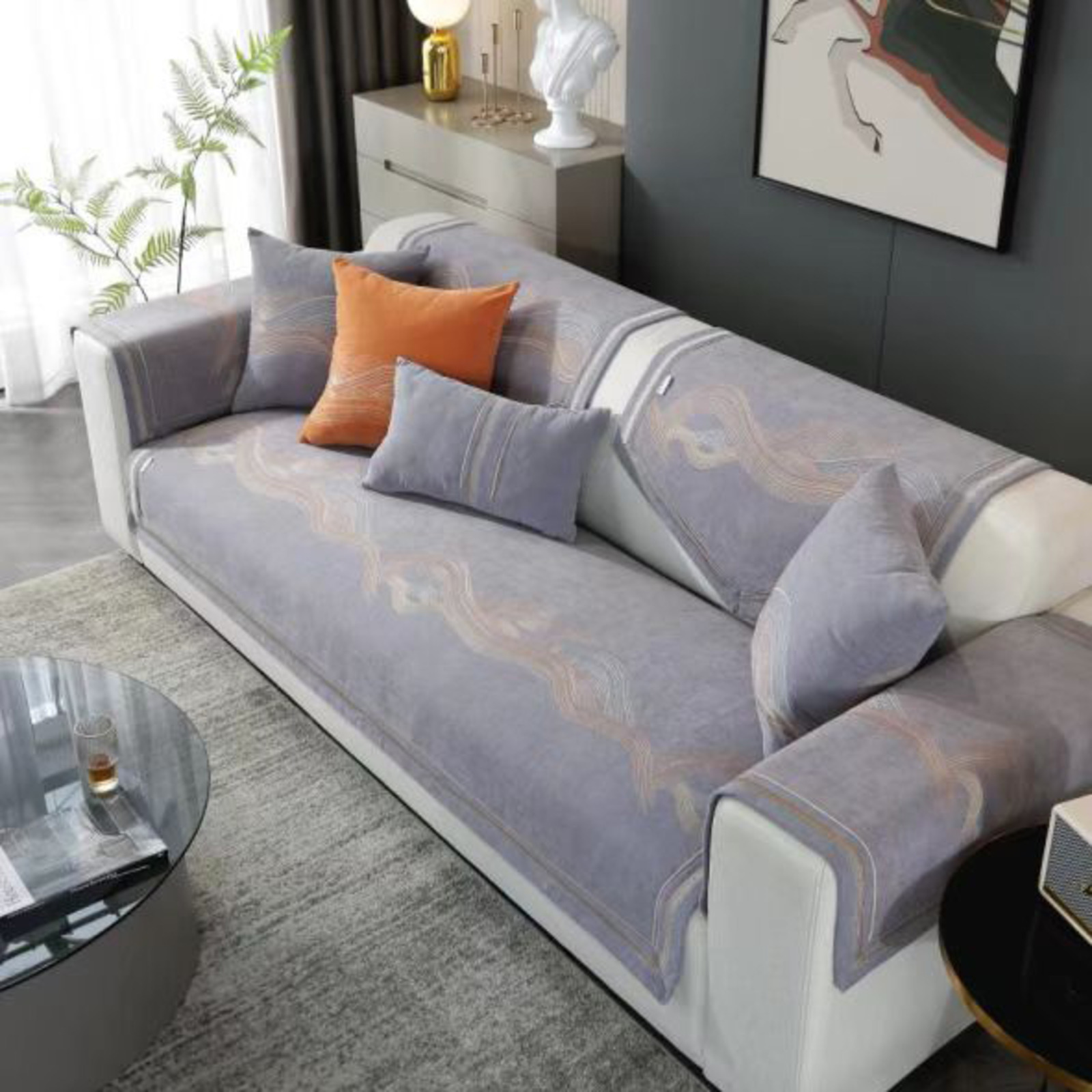 Sweet Home Chenille Sofa Cover M(90*160cm)Grey NTUC FairPrice