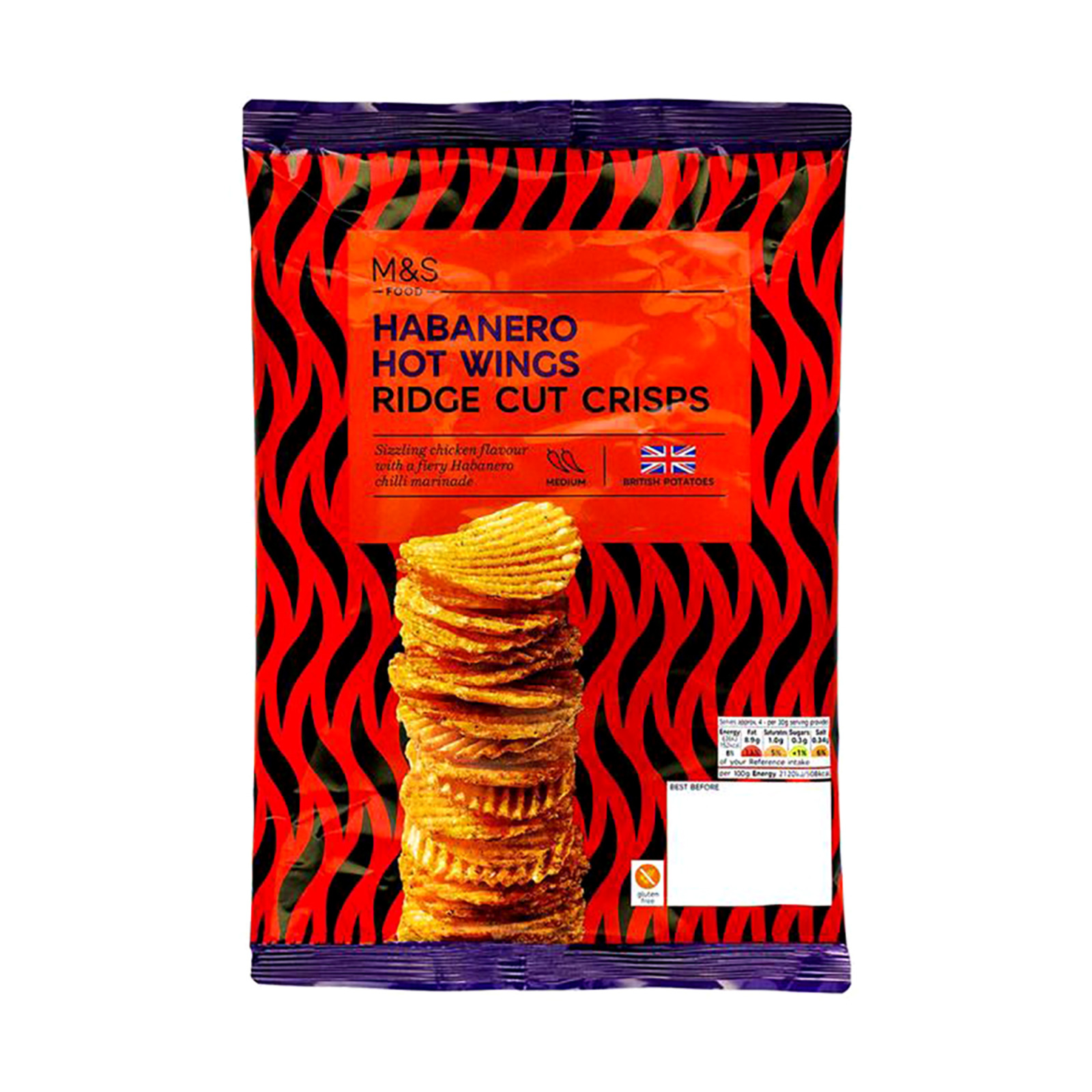 Marks & Spencer Habanero Hot Wing Ridge Cut Crisps NTUC FairPrice