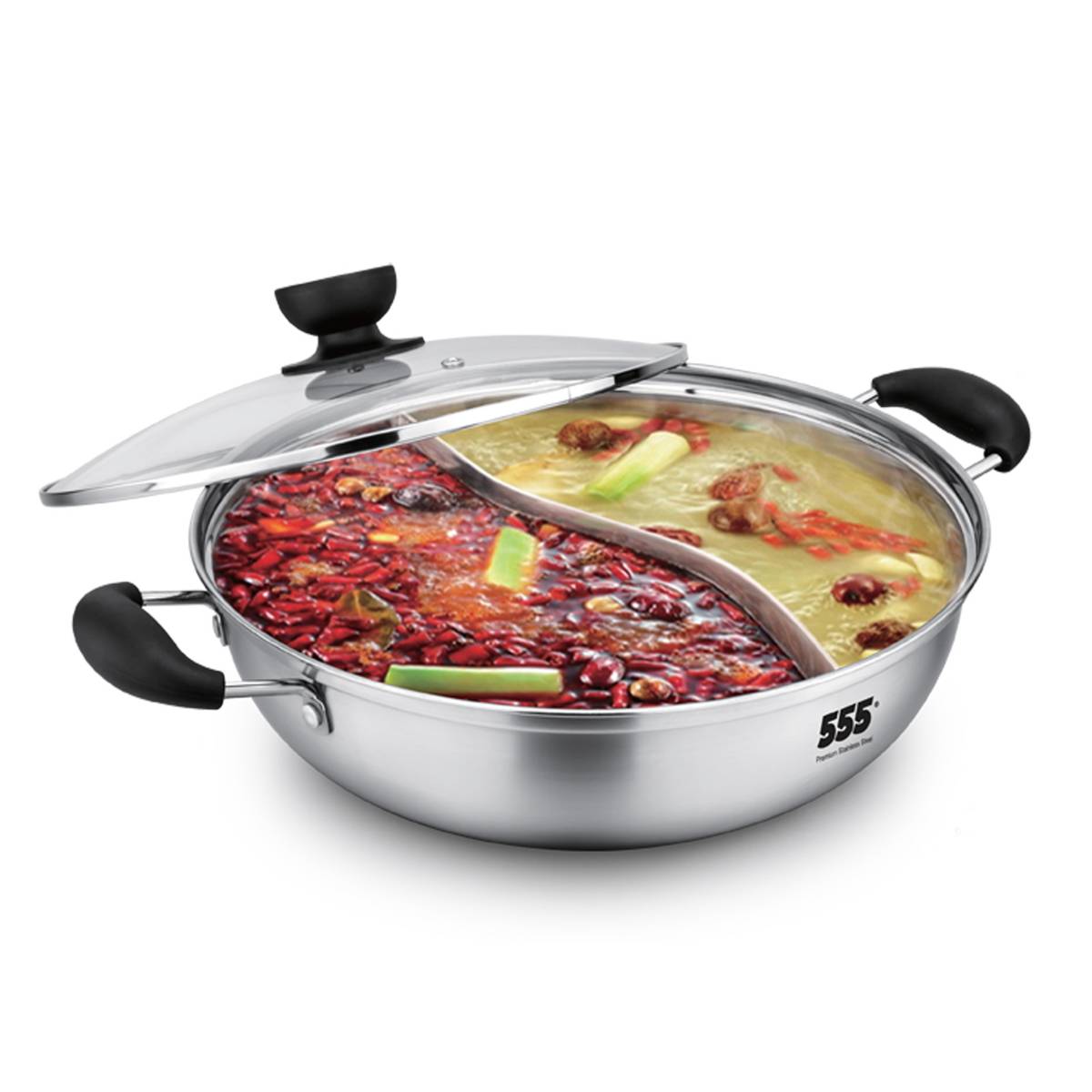 555 Stainless Steel Yuanyang 2Sided Hot Pot 30cm (Large) NTUC FairPrice