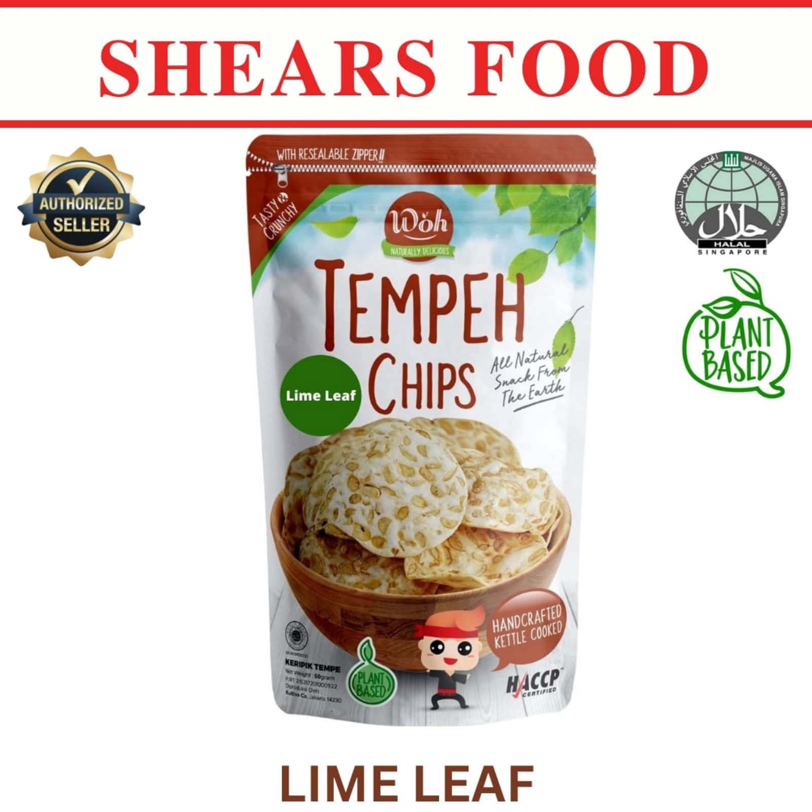 WOH Handcrafted Tempeh Chips by Shears LIME LEAF NTUC FairPrice