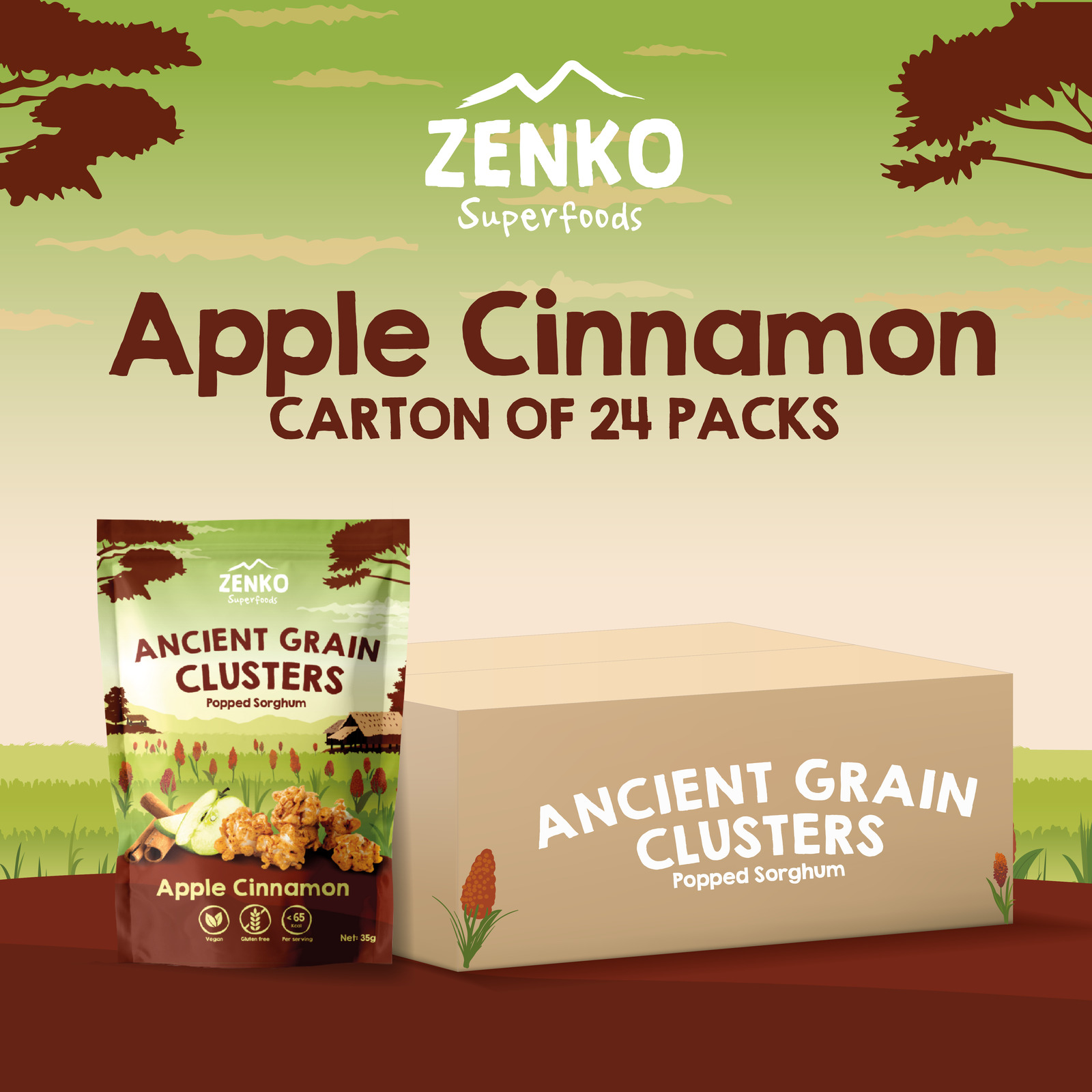 Zenko Superfoods Ancient Grain Clusters Apple [24 Pack] NTUC FairPrice