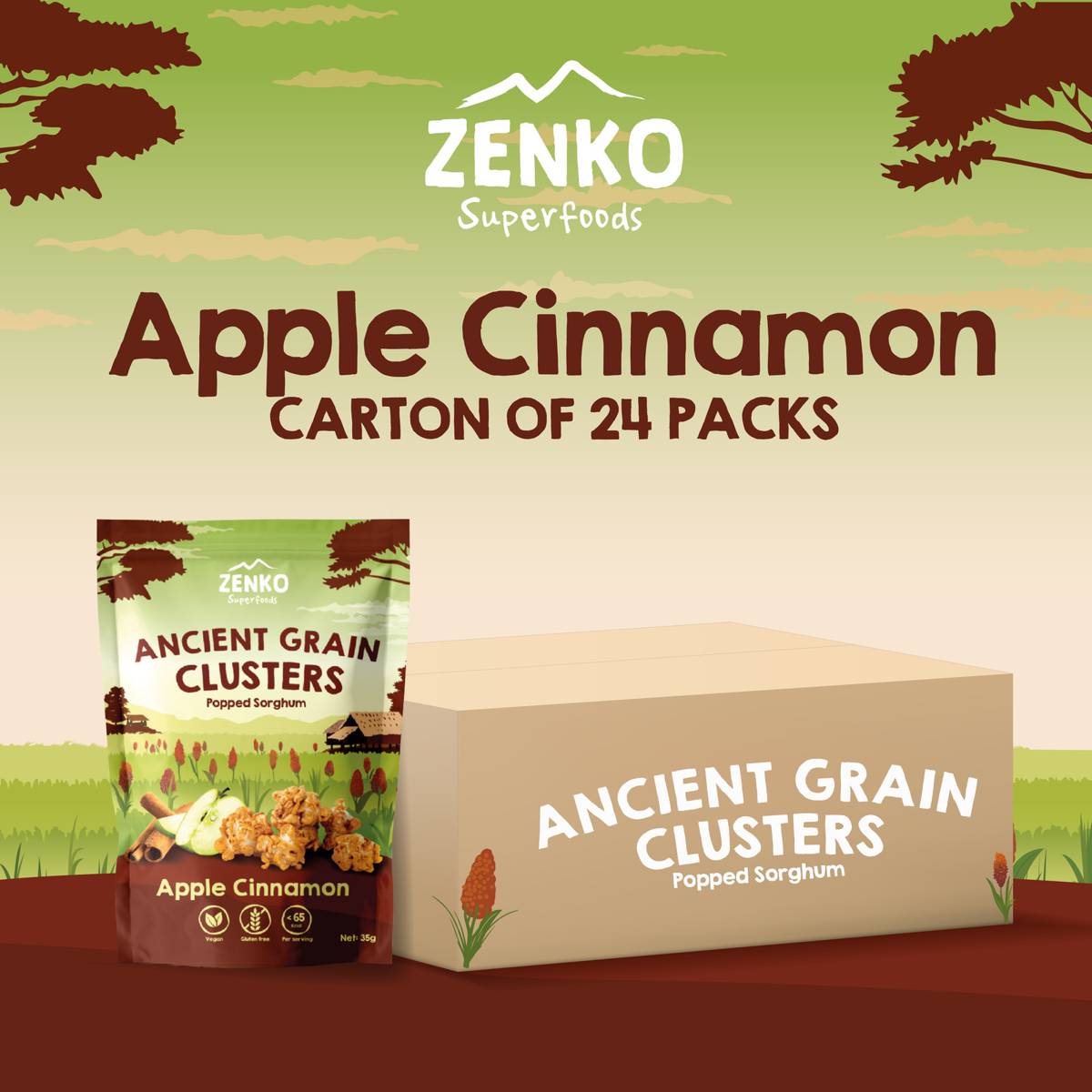 Zenko Superfoods Ancient Grain Clusters Apple [24 Pack] NTUC FairPrice