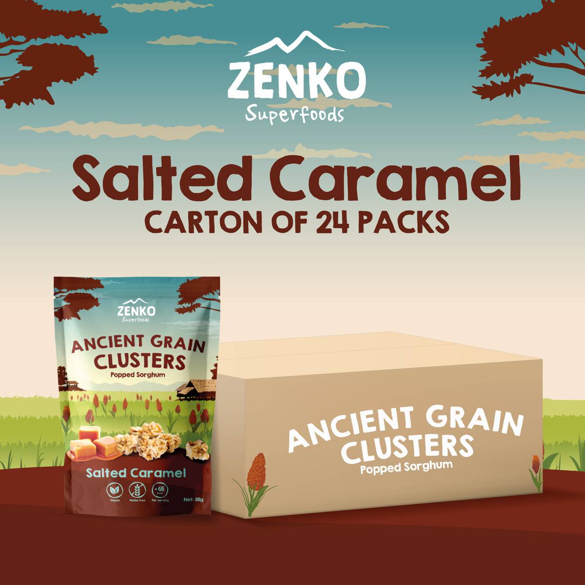 Zenko Superfoods Ancient Grain Clusters Caramel [24 Pack] NTUC