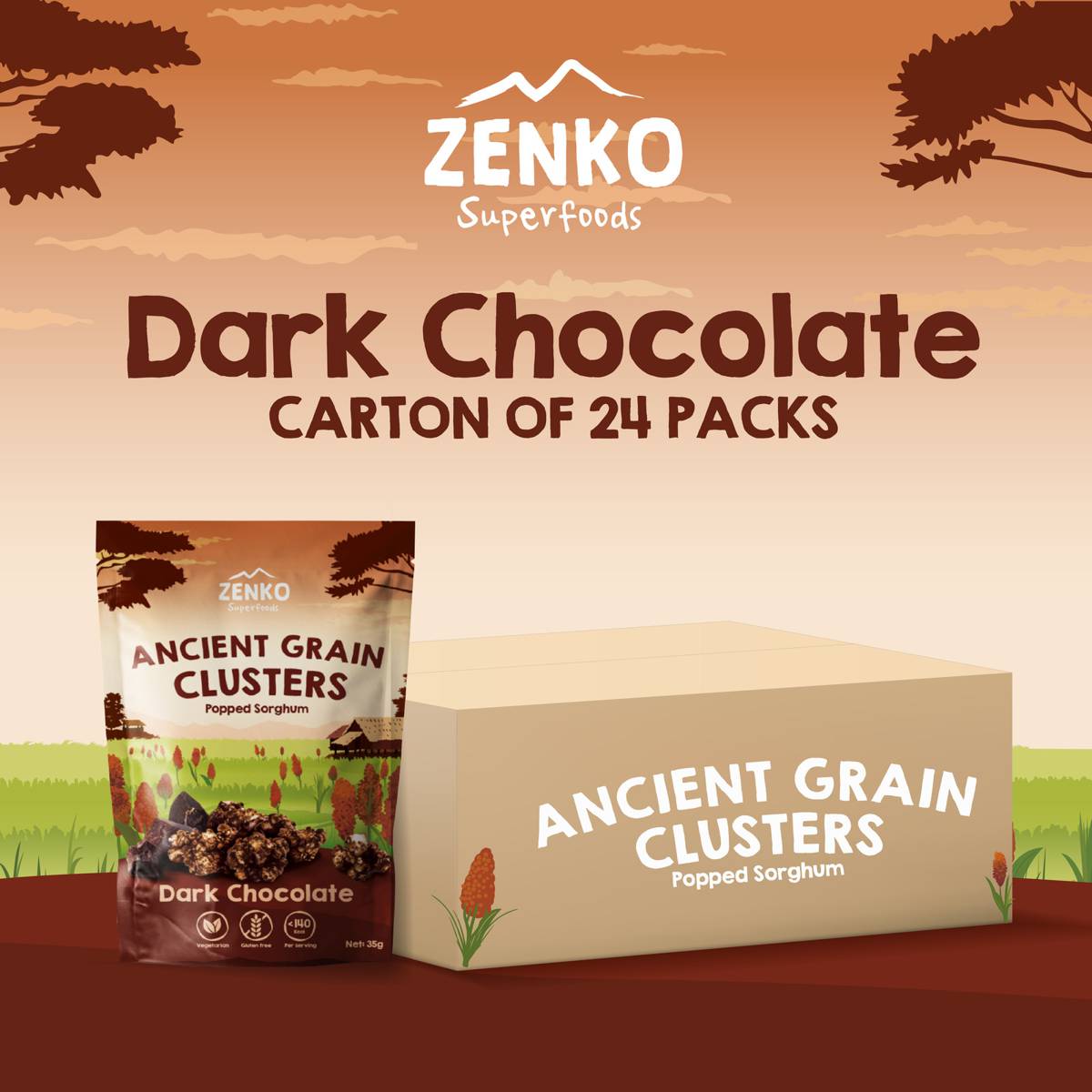 Zenko Superfoods Ancient Grain Clusters Chocolate [24 Pack] NTUC