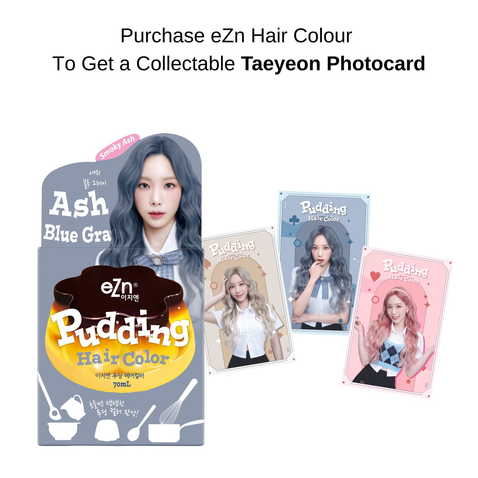 Ezn Pudding Hair Colour Ash Blue Gray with Taeyeon Photocar NTUC